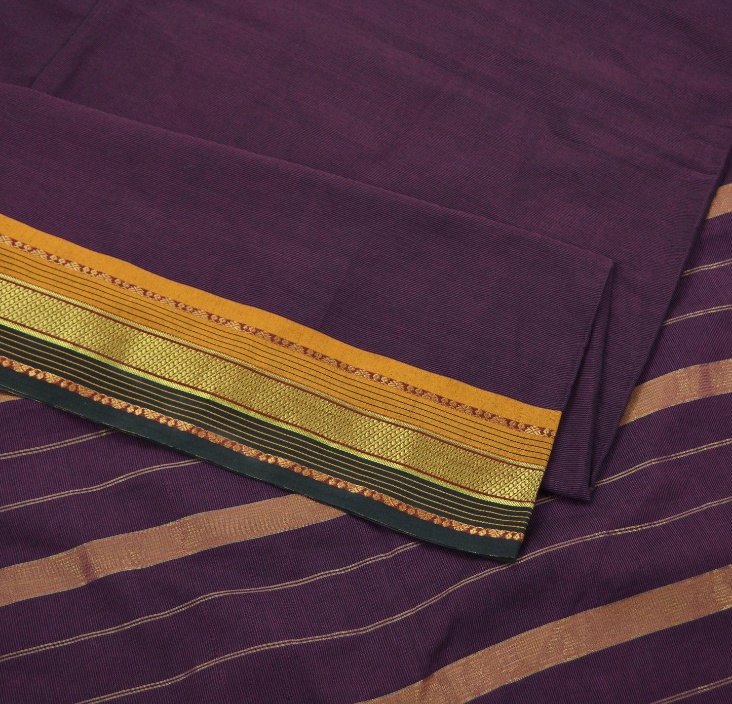 Indian Vintage Sari Purple & Black Blend Cotton Hand Woven Sarees Craft Fabric 5Yd Floral Soft Dress making Quilting Crafting Upcycle Zari