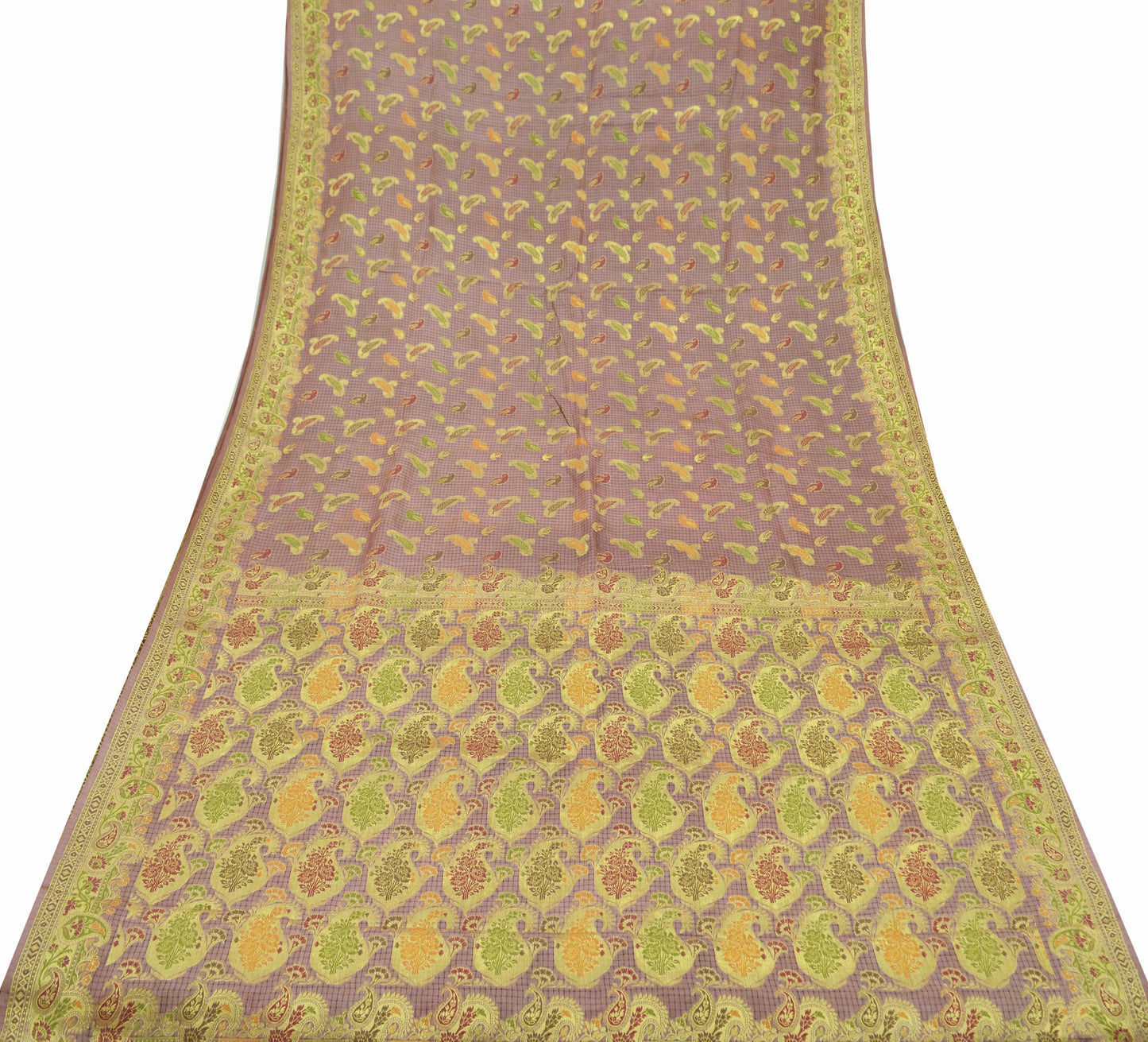 Indian Vintage Sari Brown Pure Tussar Silk Hand Woven Sarees Craft Fabric 5Yd Sewing Ethnic Dress making Zari Crafting Upcycle Quilting