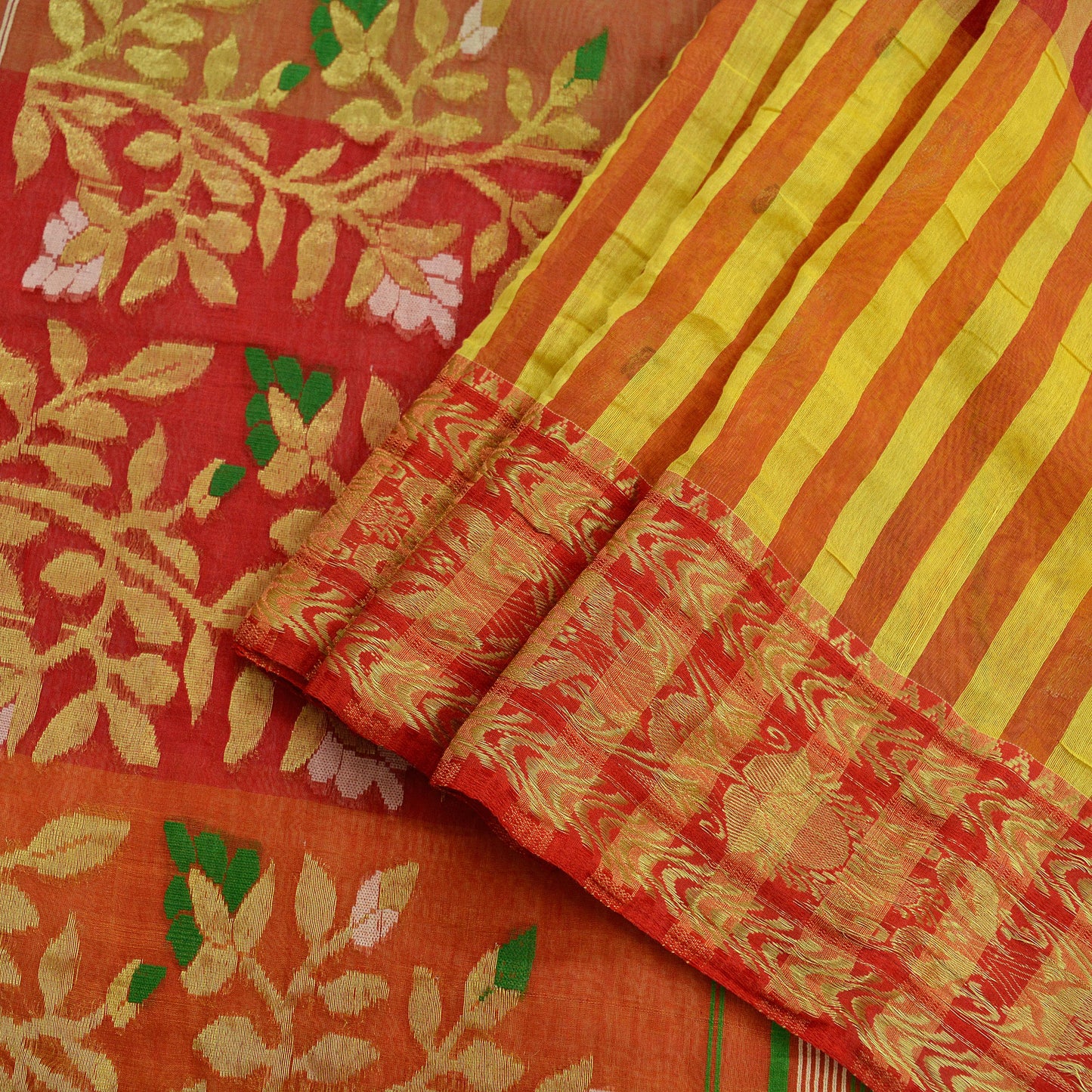 Indian Vintage Sari Multi Cotton Hand Woven Saree Zari 5Yd Craft Fabric Sewing Soft Floral Ethnic Zari Dress making Crafting Quilting