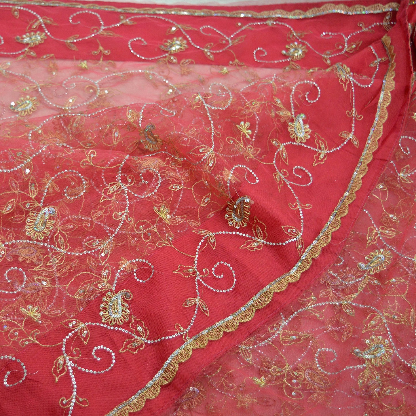 Indian Vintage Heavy Sari Pink Net/Mesh Hand Embroidered Sarees Craft Fabric 6Yd Sewing Soft Zardozi/Dabka Zari Sequins Wedding sarees