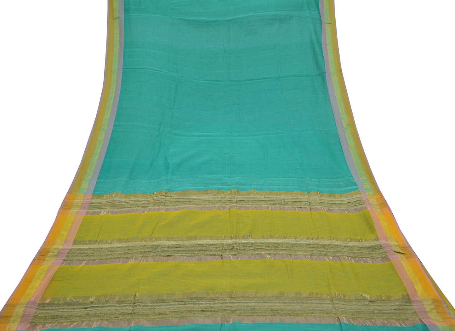 Indian Vintage Sari Chanderi Cotton Hand Woven Sarees 5Yd Craft Fabric Soft Sewing Sarong Dress Making Quilting Crafting