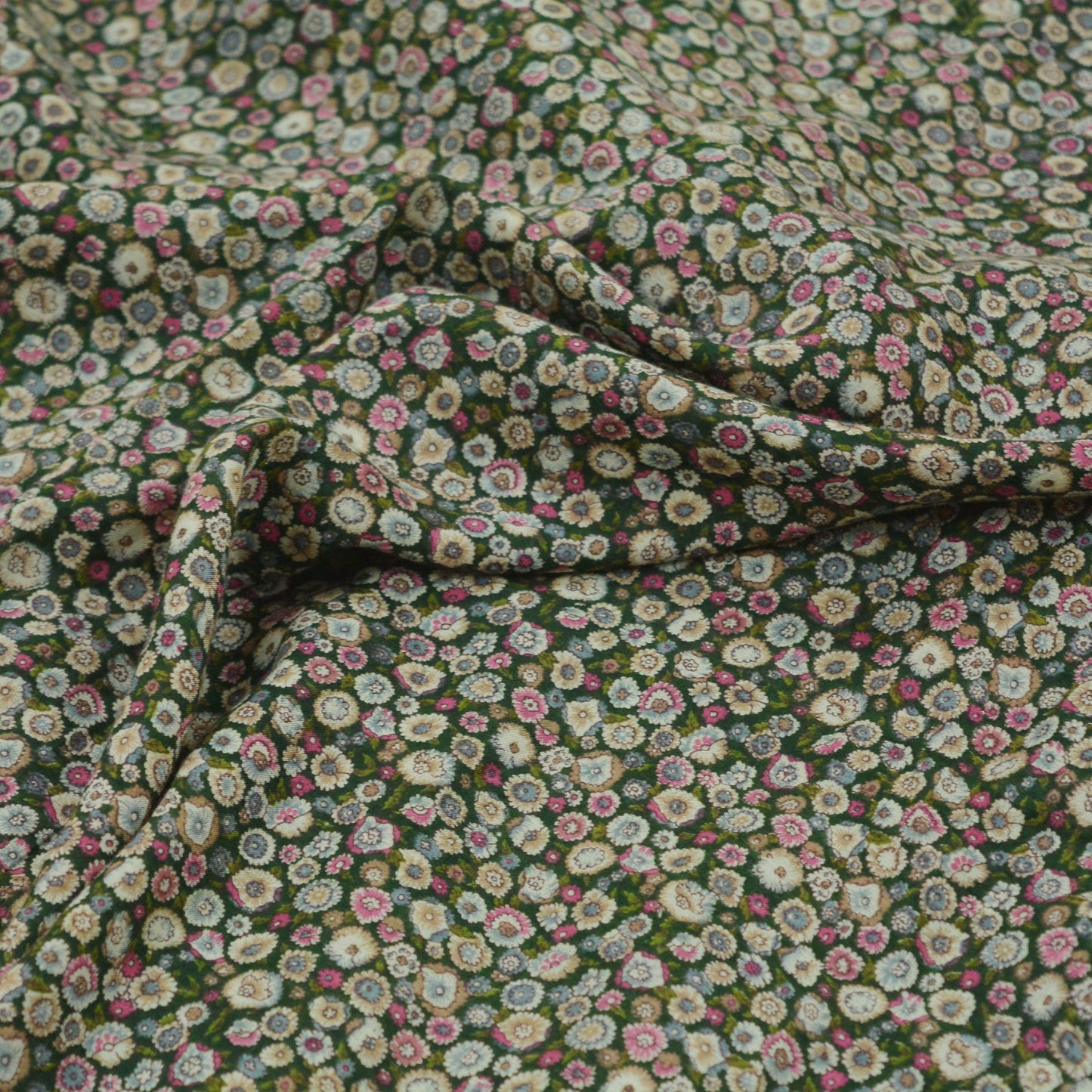 Indian Vintage Green Saree Printed Pure Cotton Sari Craft Fabric Soft 5Yd Sewing Sarong Wrap Boho Floral Dress making Crafting Quilting