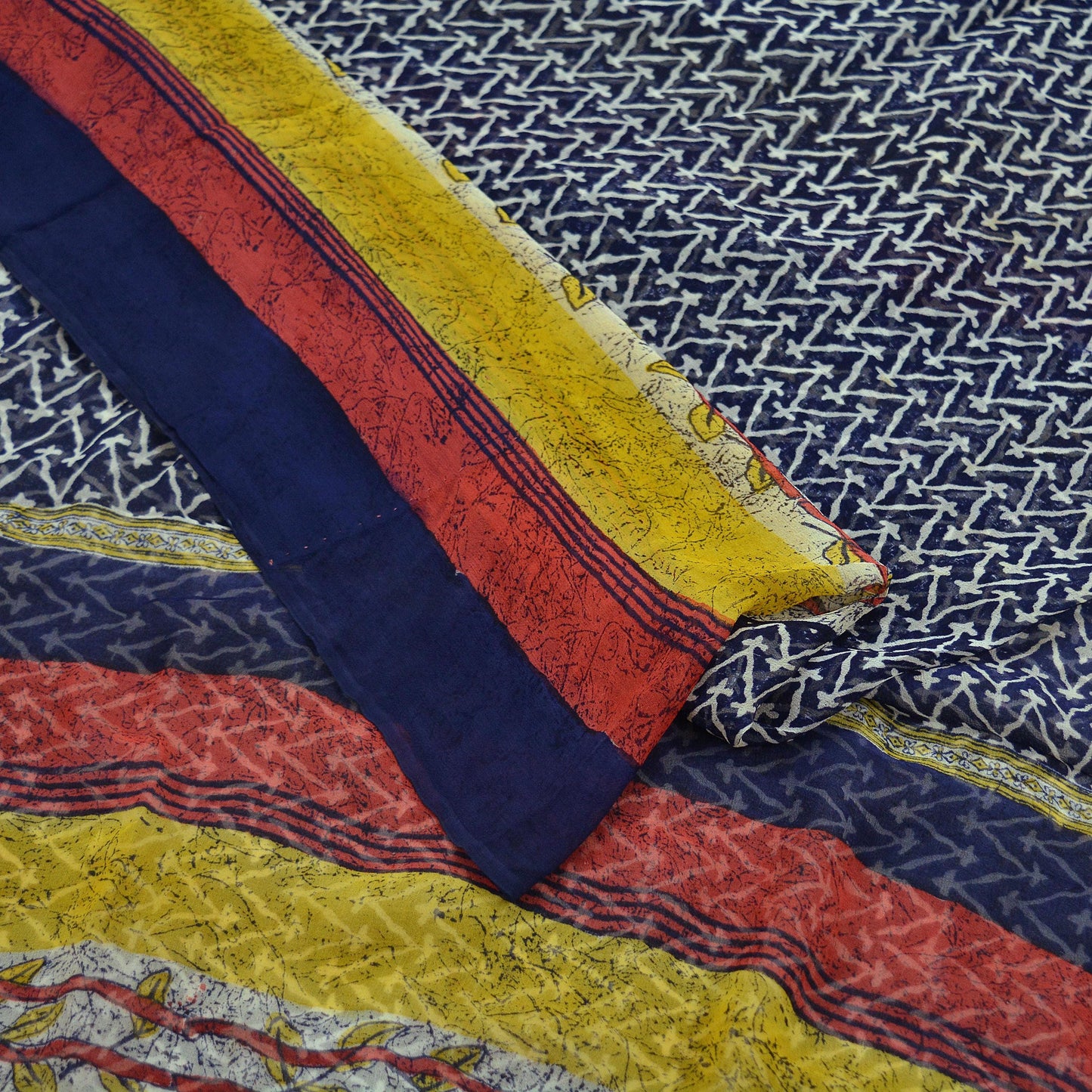 Women Vintage Blue Saree Pure Chiffon Silk Printed Sari Craft Fabric Sewing 5Yd Soft Dress Making Floral Crafting Upcycle Quilting