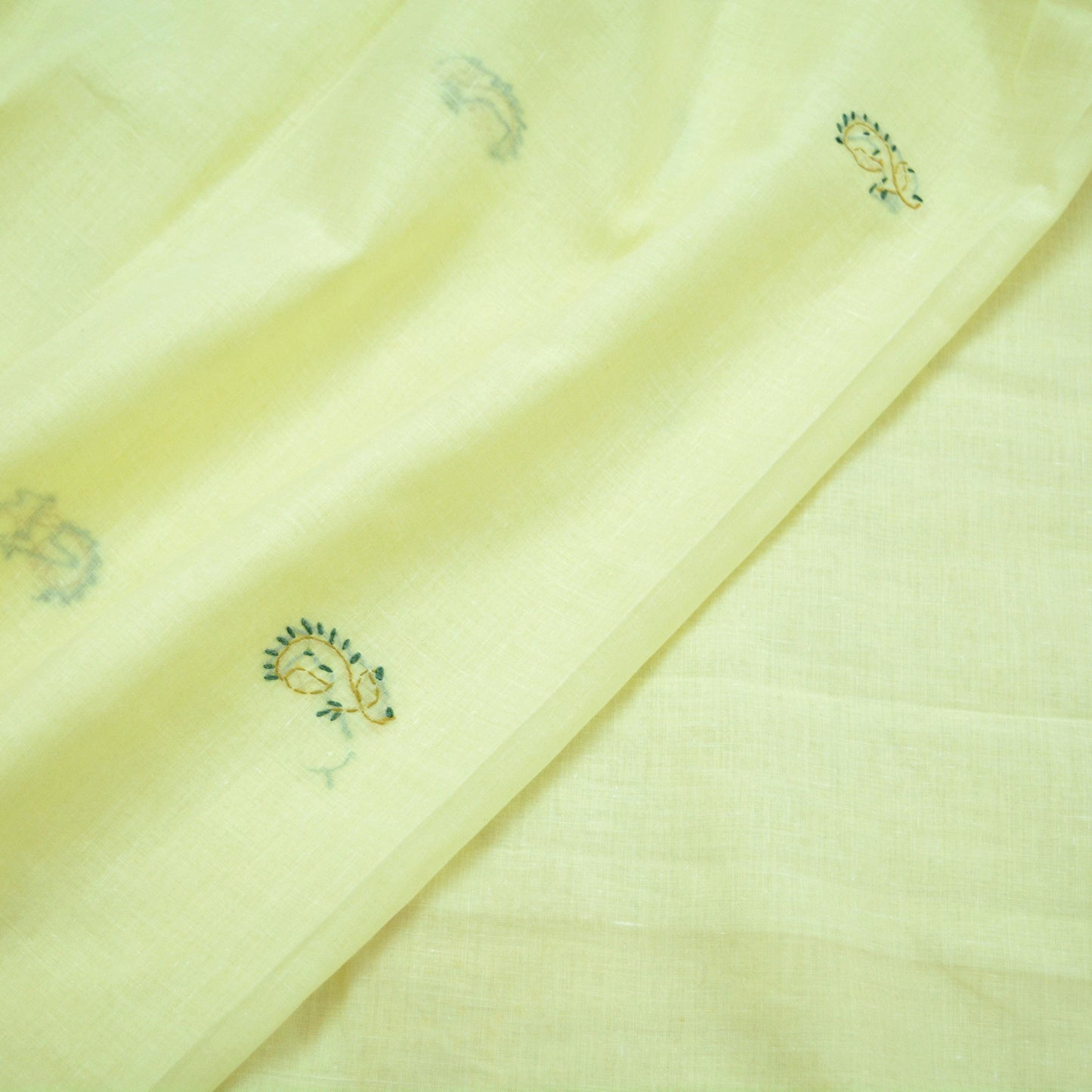 Indian Vintage Yellow Dupatta Long Stole Pure Cotton Handmade Chikankari Scarves Veil Scarf Wrap Hippie Boho Soft