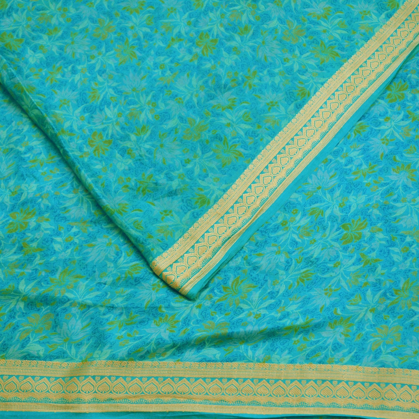 Indian Vintage Sari Blue Pure Silk Printed Sarees 5yd Sewing Craft Fabric Soft Dress Making Wrap Paisley Upcycle Quilting Crafting