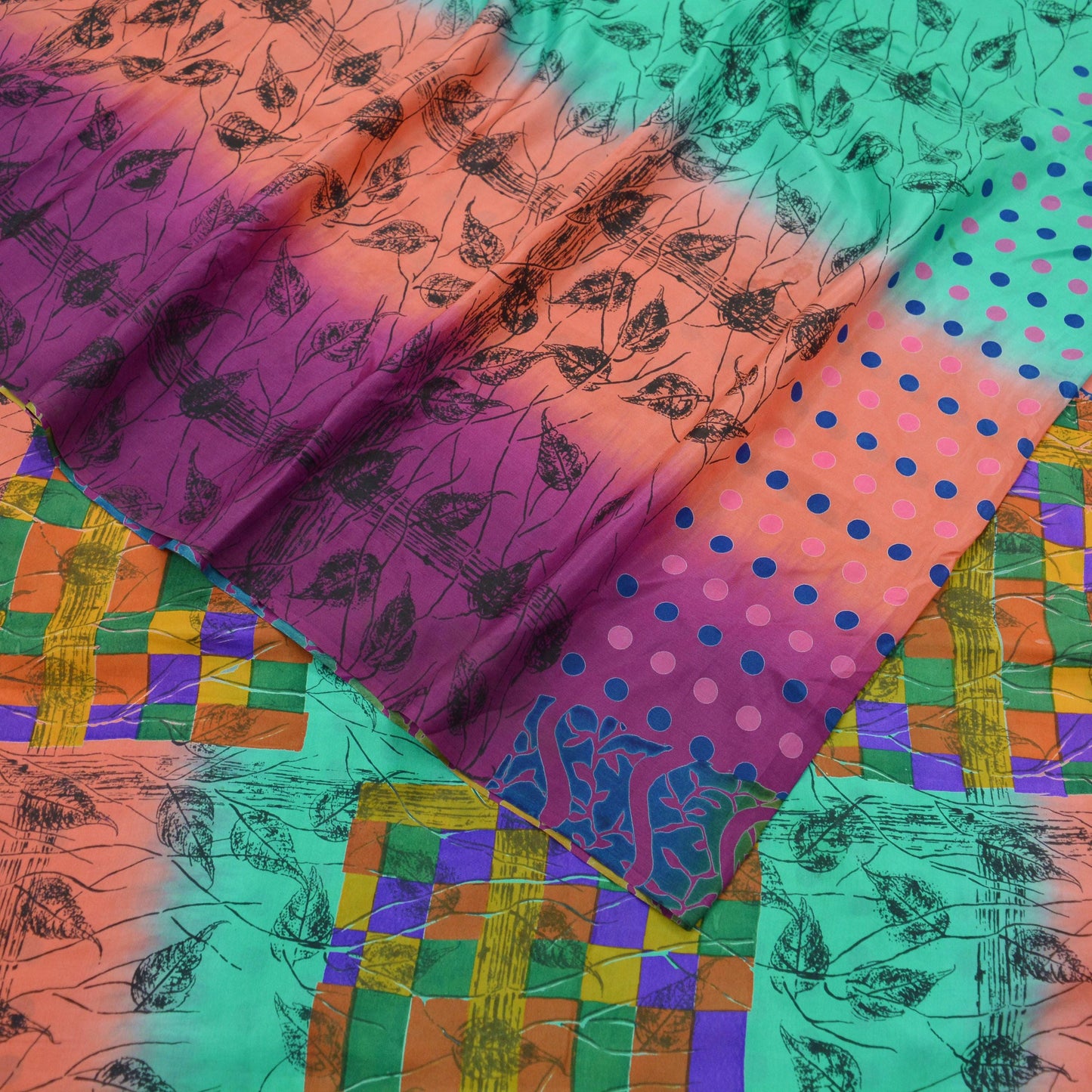Indian Vintage Multi Saree 100% Pure Silk Printed Sari Craft Fabric 5yd Sewing Dress Making Soft Floral Crafting Quilting Upcycle