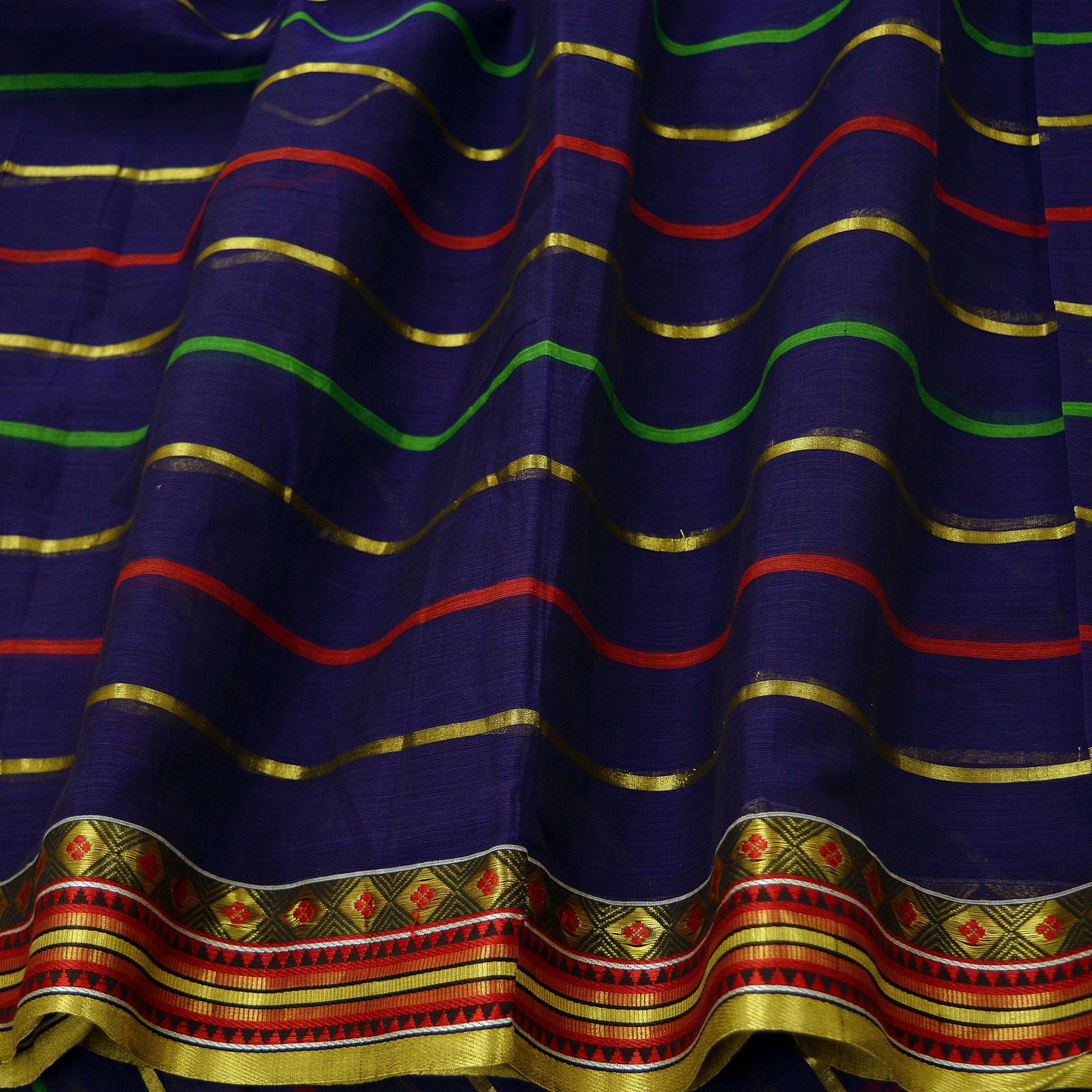 Indian Vintage Sari Blue Pure Cotton Hand Woven Sarees 5yd Craft Fabric Ethnic Soft Sewing Zari Dress making Quitting Crafting Upcycle
