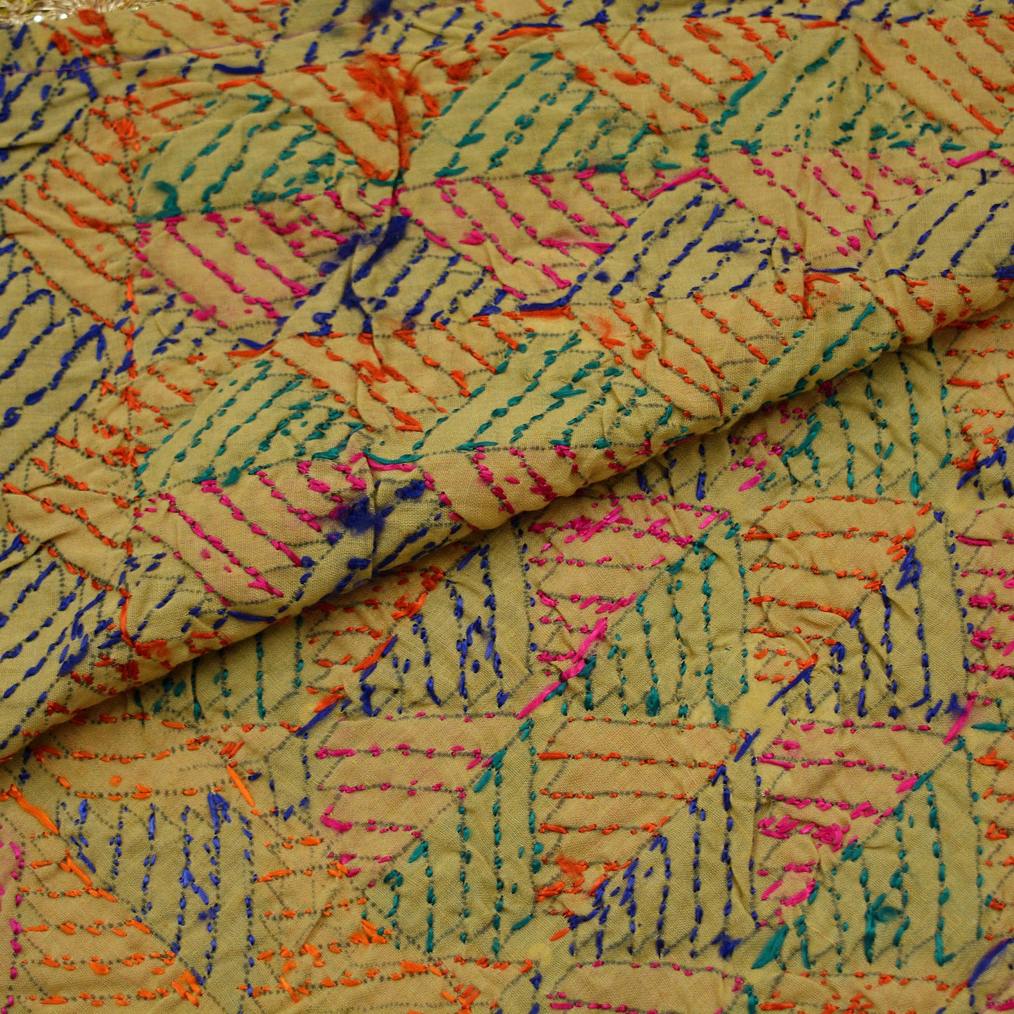 Indian Vintage Beige Heavy Wedding Dupatta Long Stole Pure cotton Hand Embroidered Bagh Phulkari Stole Scarves Mirror Sequins