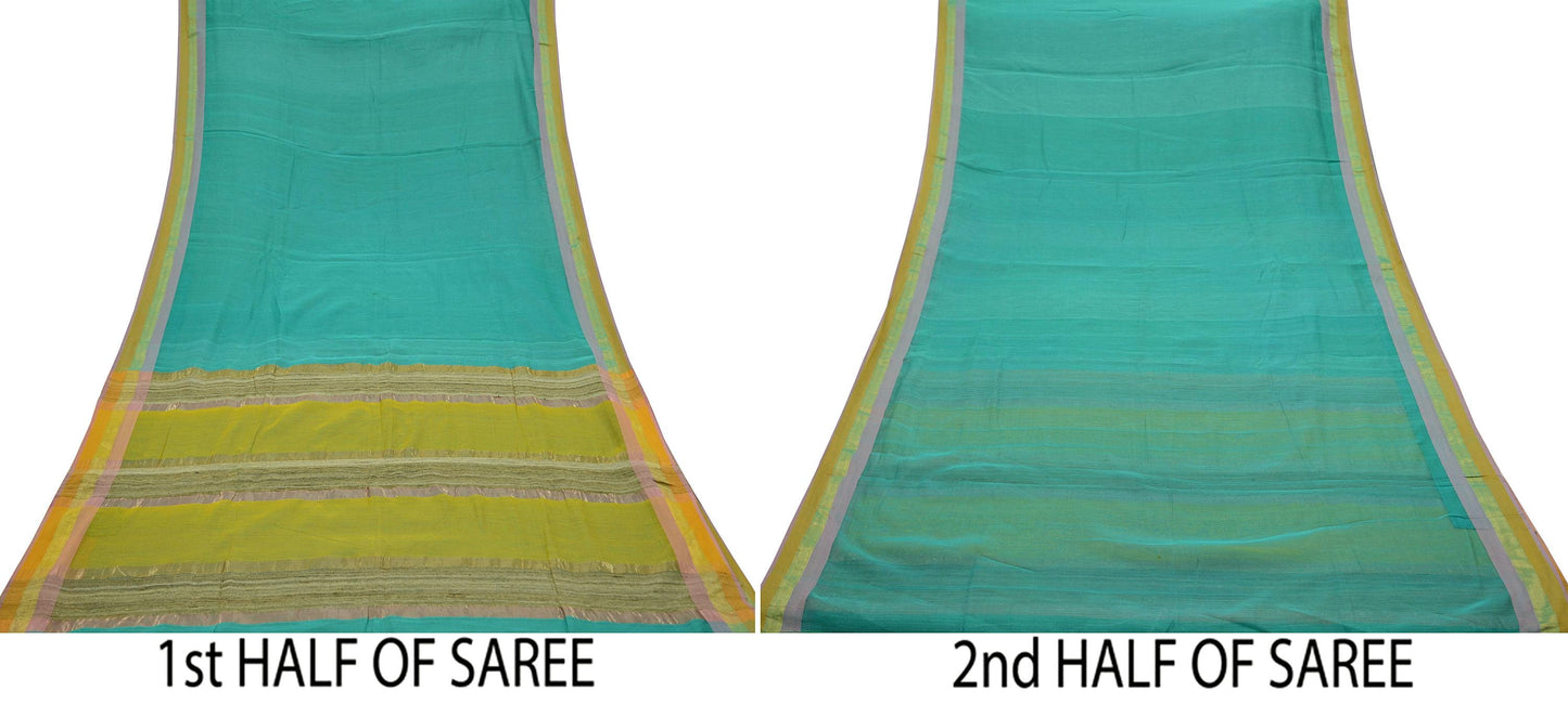 Indian Vintage Sari Chanderi Cotton Hand Woven Sarees 5Yd Craft Fabric Soft Sewing Sarong Dress Making Quilting Crafting