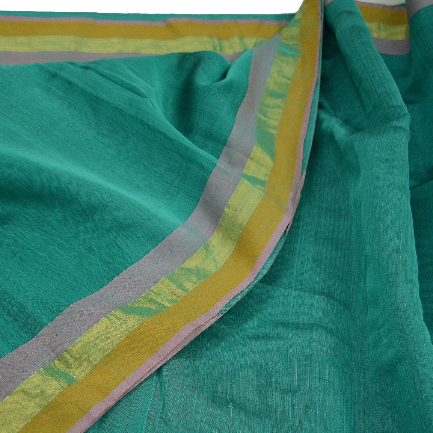 Indian Vintage Sari Chanderi Cotton Hand Woven Sarees 5Yd Craft Fabric Soft Sewing Sarong Dress Making Quilting Crafting
