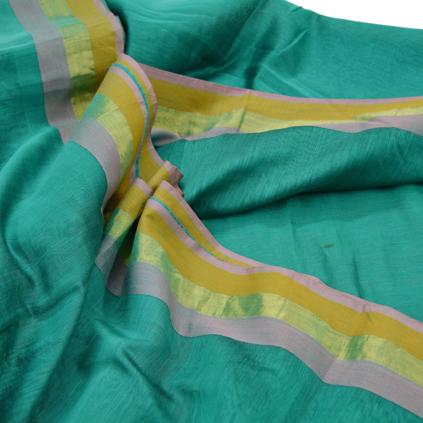 Indian Vintage Sari Chanderi Cotton Hand Woven Sarees 5Yd Craft Fabric Soft Sewing Sarong Dress Making Quilting Crafting