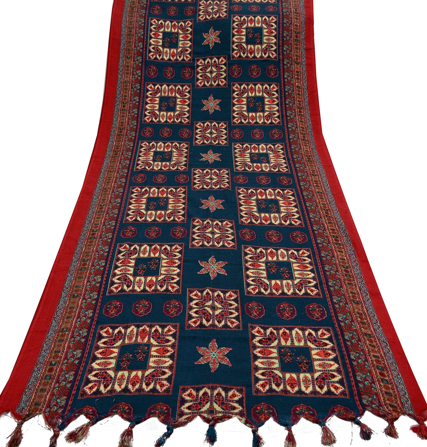 Indian Vintage Long Stole Woolen Scarf Dupatta Infinity Scarves Printed Sarong Wrap Craft Fabric Veil Woman Hijab Shawl Floral