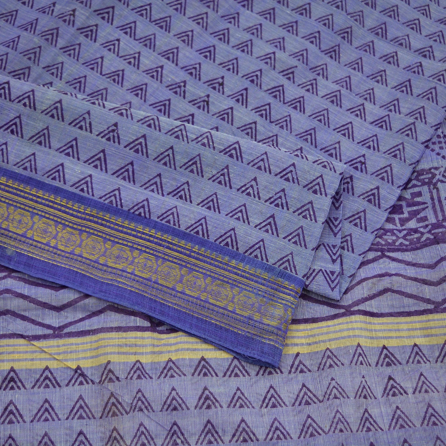 Vintage Sari Purple Pure Cotton Hand Woven Sarees Craft Fabric Zari 5Yd Sewing Soft Crafting Dress making Upcycle Quilting Zigzag