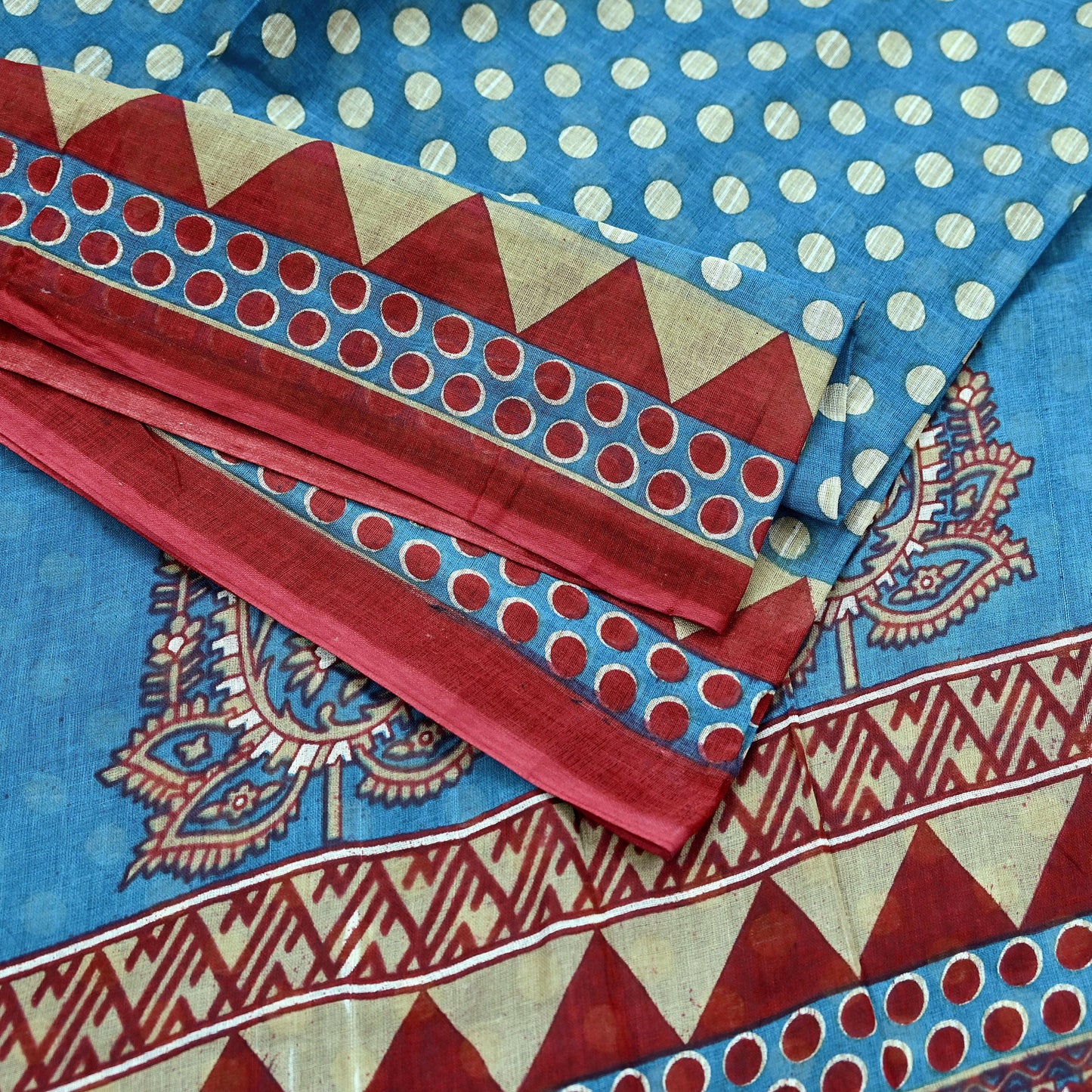 Indian Vintage Blue Saree Printed 100% Pure Cotton Indian Sari Craft Fabric 5Yd Sewing Sarong Wrap Boho Floral Dress Making Crafting