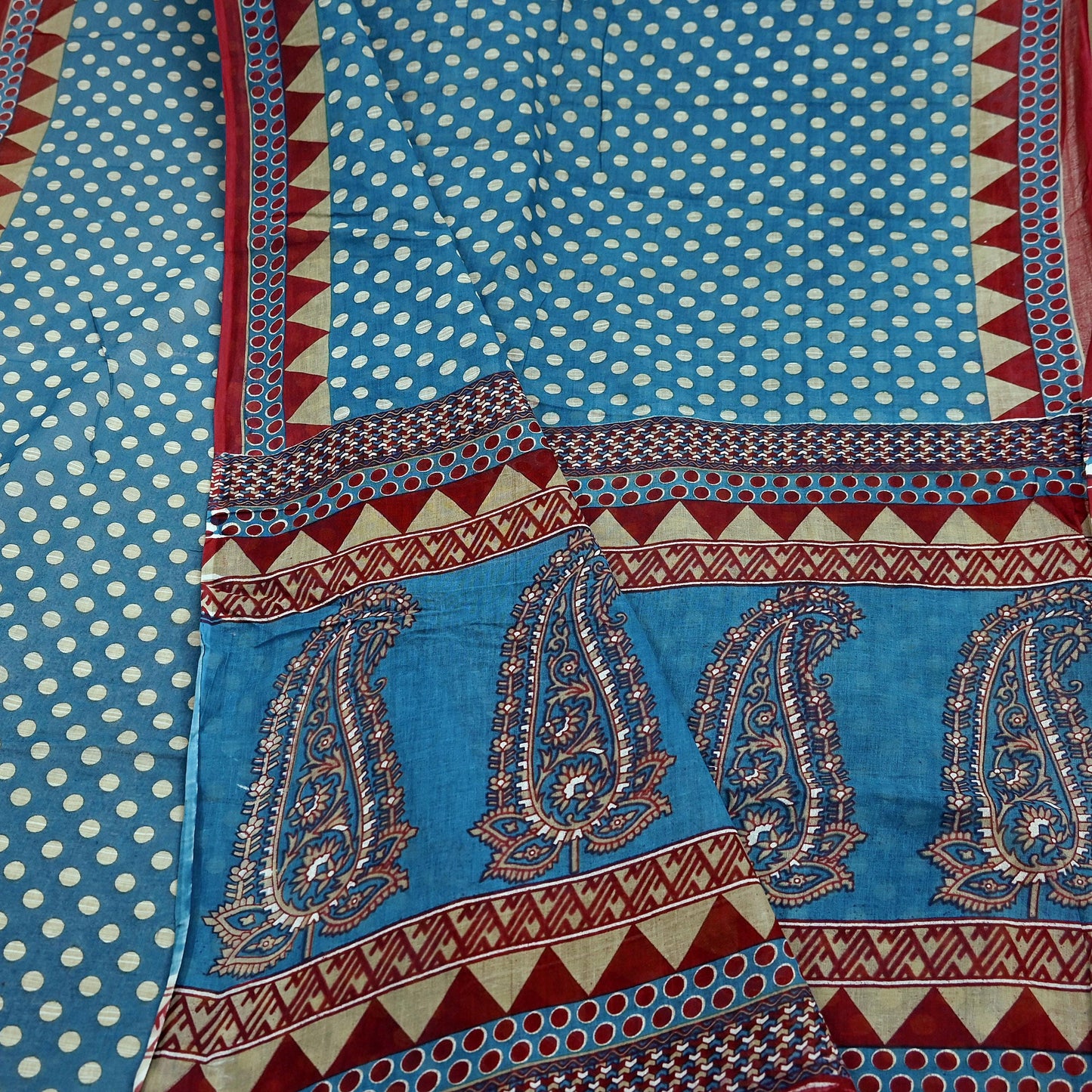 Indian Vintage Blue Saree Printed 100% Pure Cotton Indian Sari Craft Fabric 5Yd Sewing Sarong Wrap Boho Floral Dress Making Crafting
