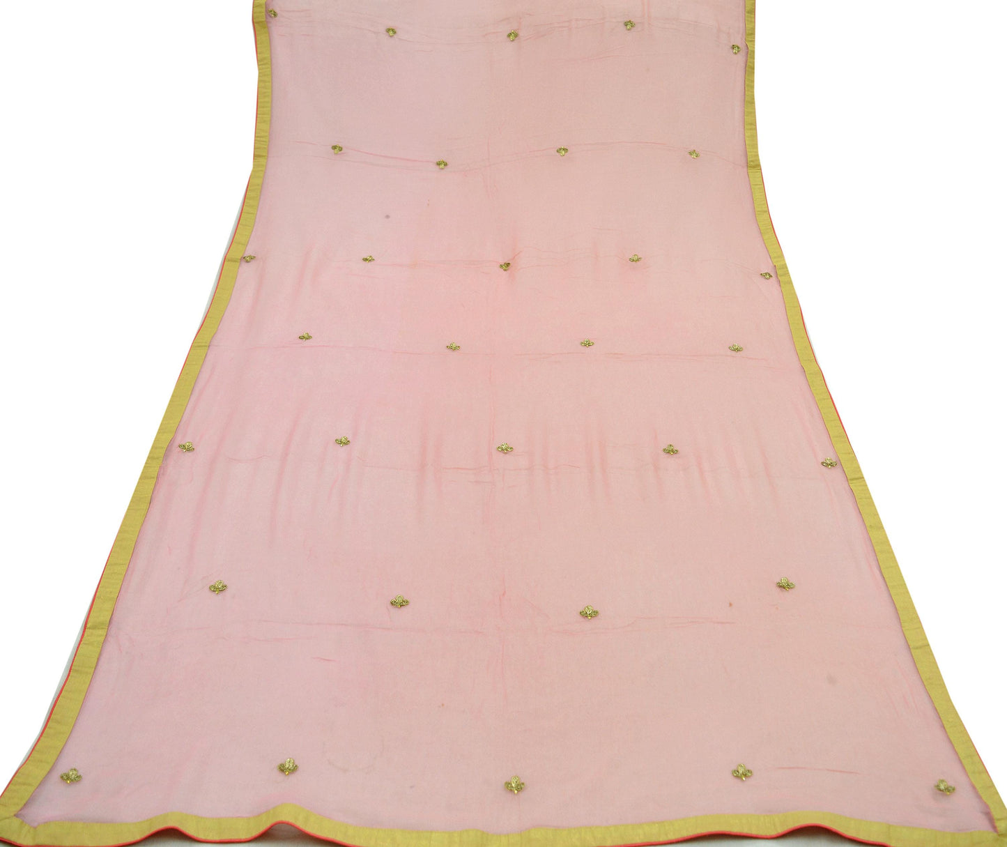 Indian Vintage Peach Dupatta Pure Georgette silk Long Stole Hand Embroidered Scarves Stole Veil Wrap Zari