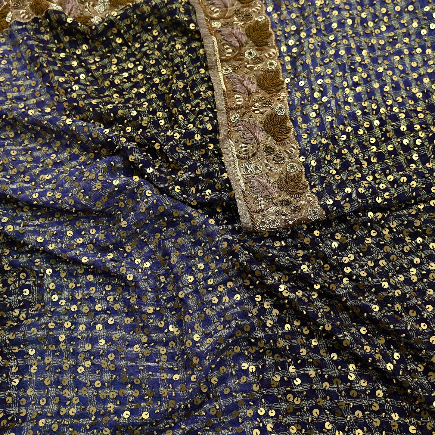 Indian Vintage Heavy Purple Dupatta Blend Georgette Long Stole Hand Embroidered Scarf Zardozi/Dabka Wedding/Bridal Veil Hijab