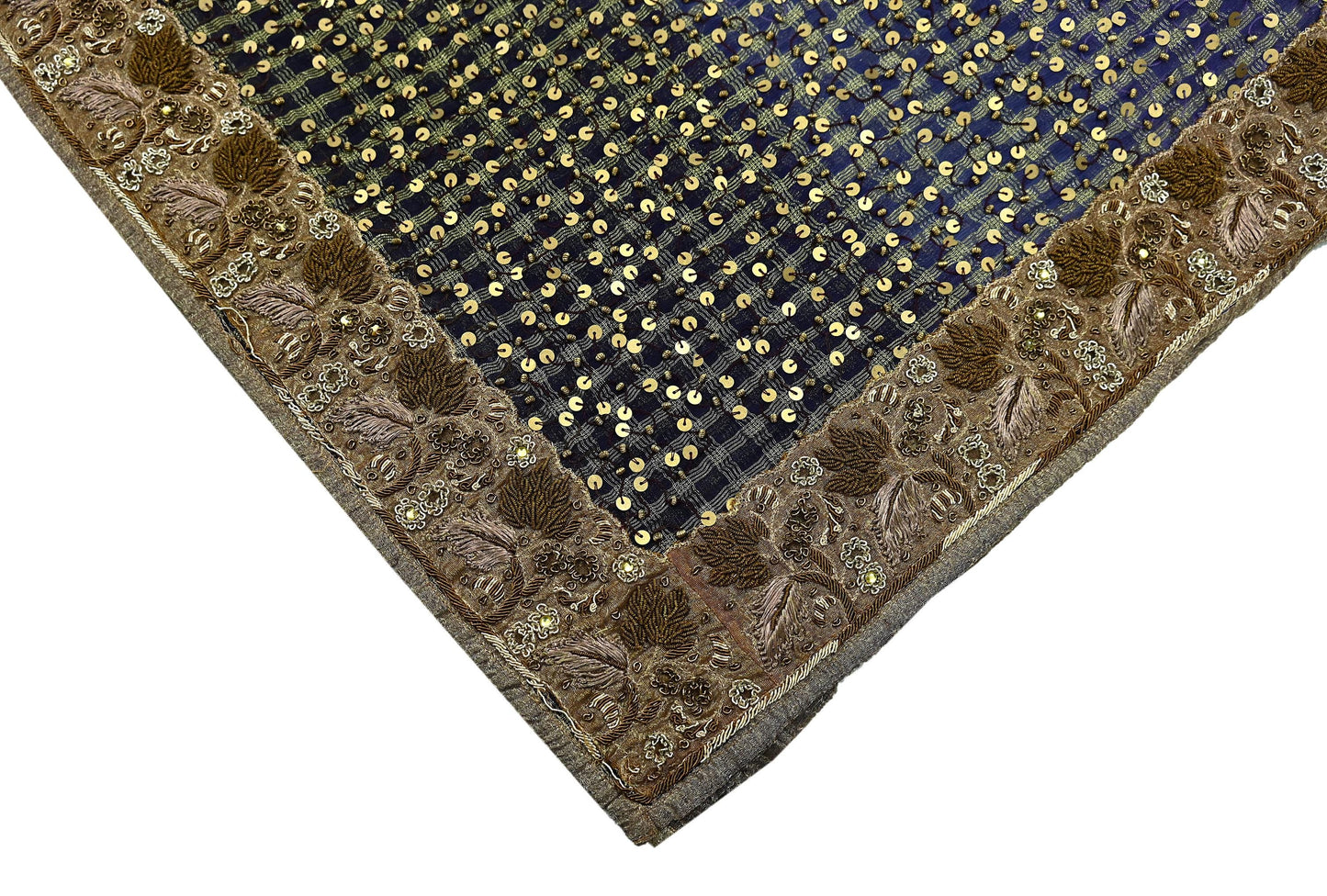 Indian Vintage Heavy Purple Dupatta Blend Georgette Long Stole Hand Embroidered Scarf Zardozi/Dabka Wedding/Bridal Veil Hijab