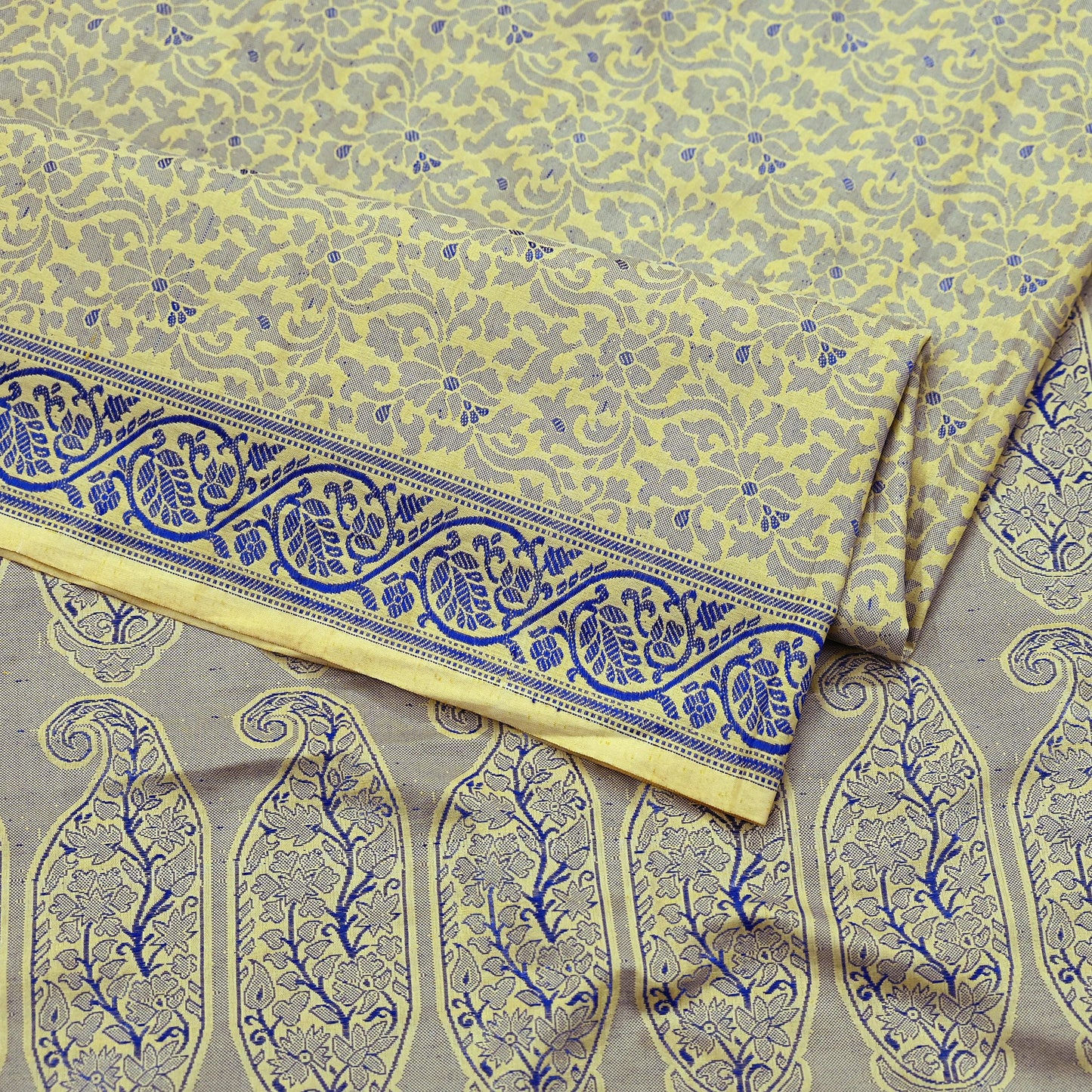 Indian Vintage Sari Ivory Artificial Silk Hand Woven Sarees 5yd Ethnic Elephants Craft Fabric Sewing Wedding Sarees Dress making Crafting