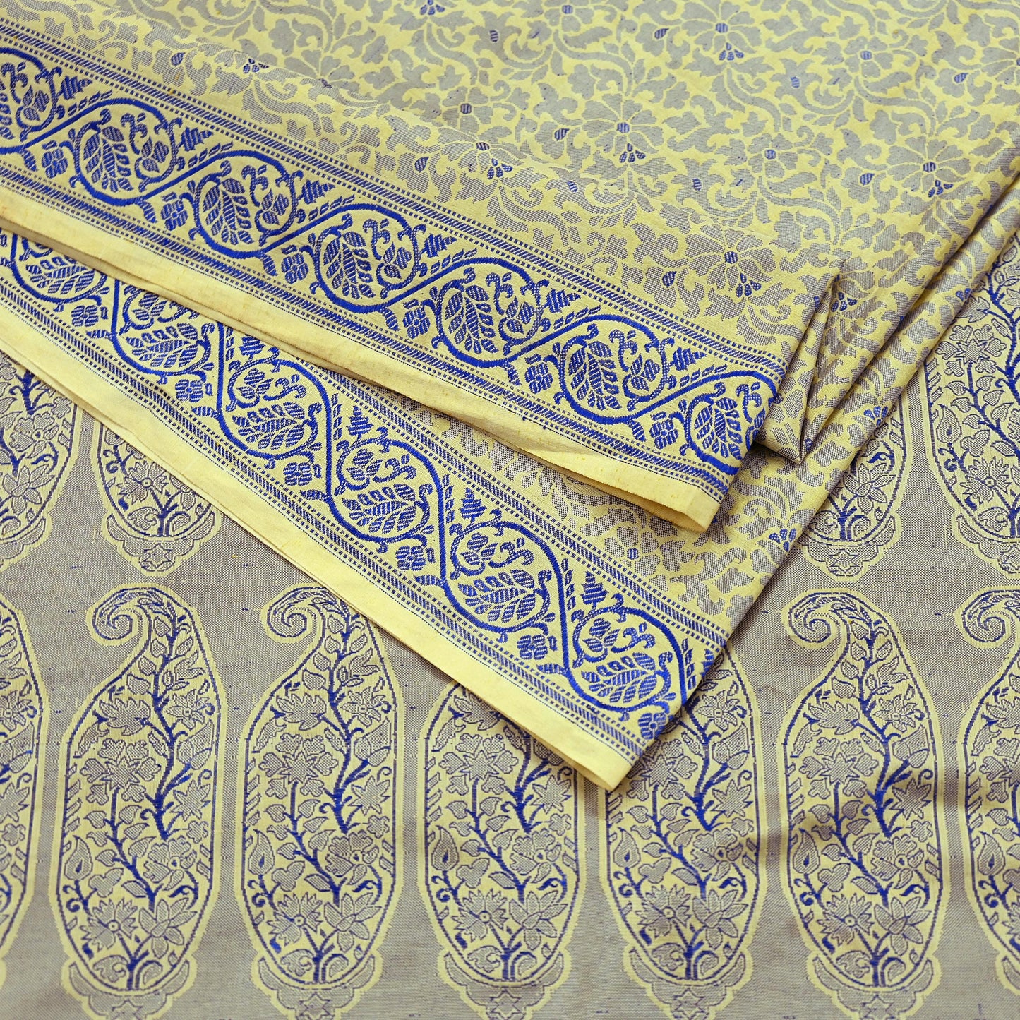 Indian Vintage Sari Ivory Artificial Silk Hand Woven Sarees 5yd Ethnic Elephants Craft Fabric Sewing Wedding Sarees Dress making Crafting