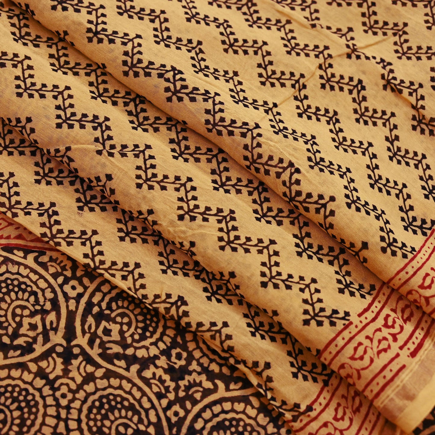 Indian Vintage Sari Saffron Pure chanderi Silk Block Printed Sarees Craft Fabric 5Yd Zari Border Floral Dress making bollywood silk sarees