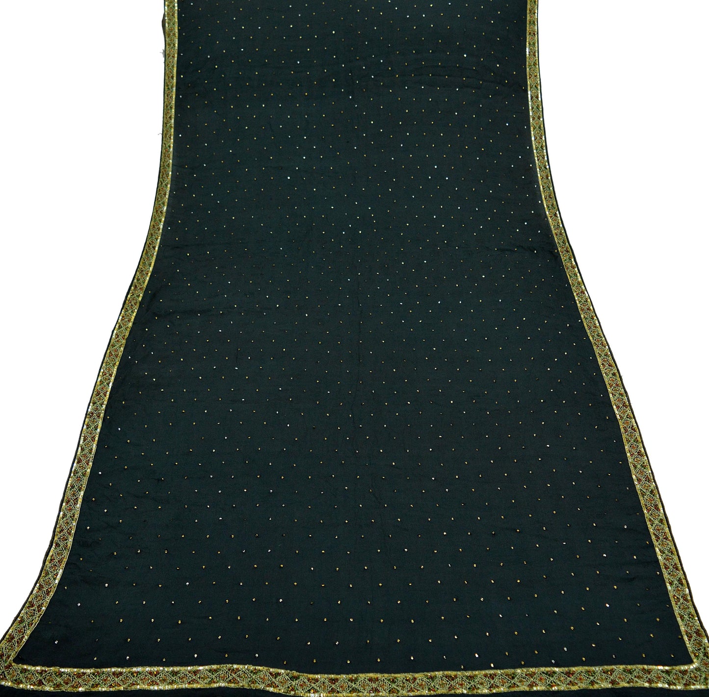 Indian Vintage Black Dupatta Pure silk Long Stole Hand Embroidered Scarves Floral Design Stole Veil Wrap Zari Zardozi