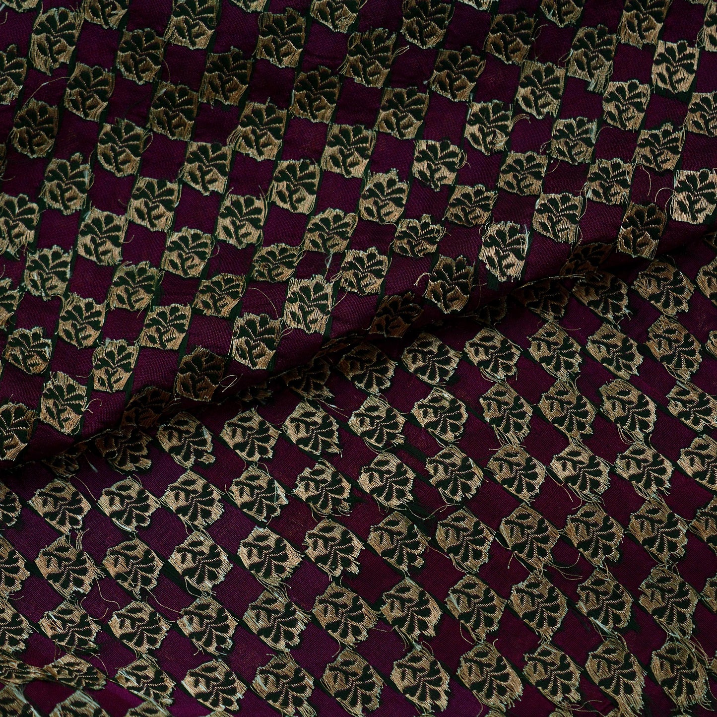 Indian Purple Color Artificial Silk Woven Brocade Banarasi Zari Work Design Fabric Used in Different Designing in Multi Apparels.