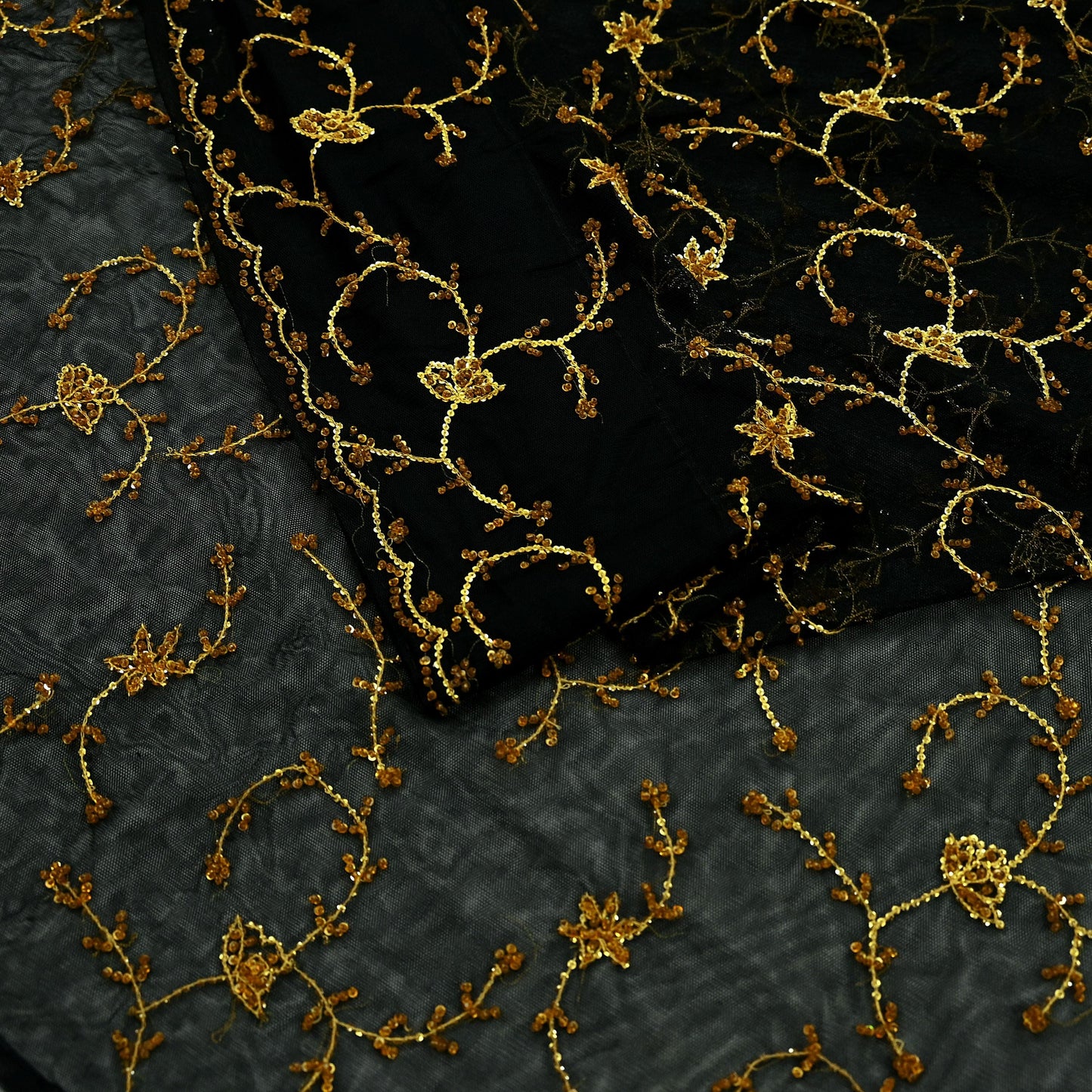Indian Vintage Heavy Sari Black Net/Mesh Embroidered Sarees Fabric 5Yd Sewing Soft Floral Craft Fabric Dress making Crafting Bollywood sari