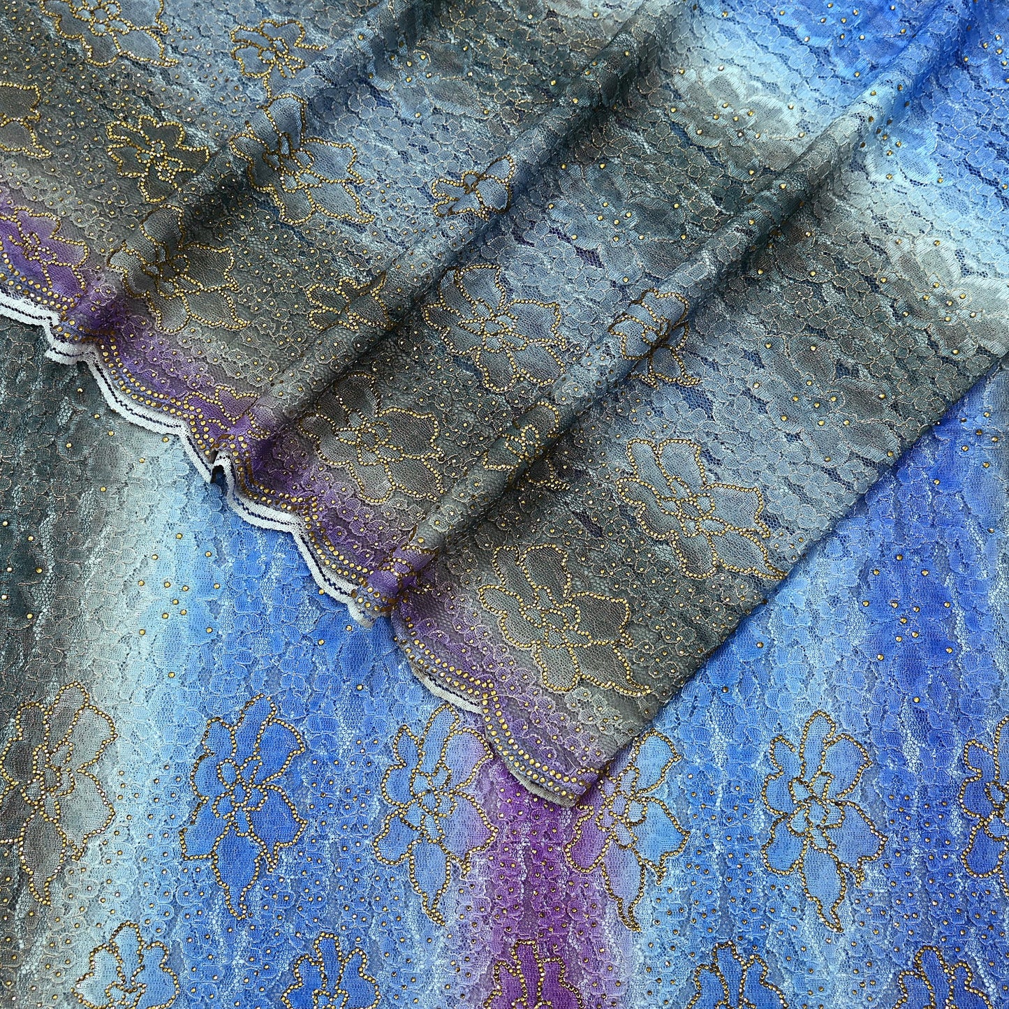 Indian Vintage Sari Multi Net/Mesh Hand Embroidered Sarees Ethnic Craft Fabric 5Yd Sewing Soft Wedding Sarees Dress making Crafting