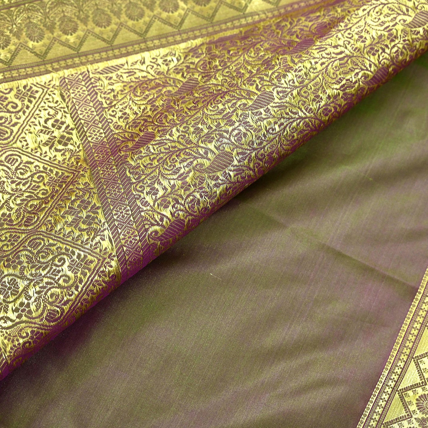 Indian Vintage Sari Green & Purple Artificial Silk Hand Woven Sarees 5yd Ethnic Elephants Craft Fabric Sewing Sarees Dress making Crafting