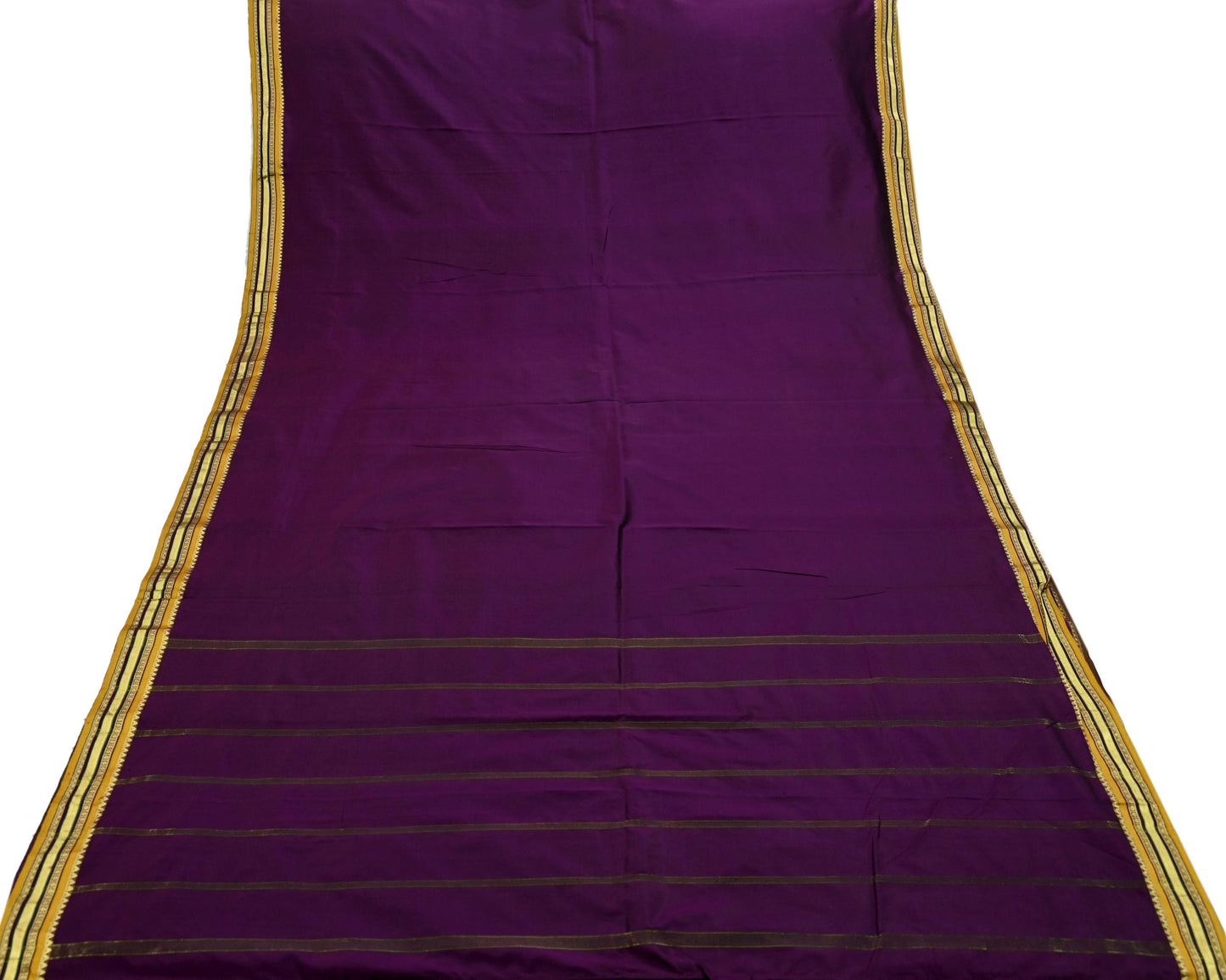 Vintage Sari Purple 100% South Silk Hand Woven Work Sarees Craft Fabric Floral 5Yd Ethnic Soft Zari Dress making Crafting Quilting