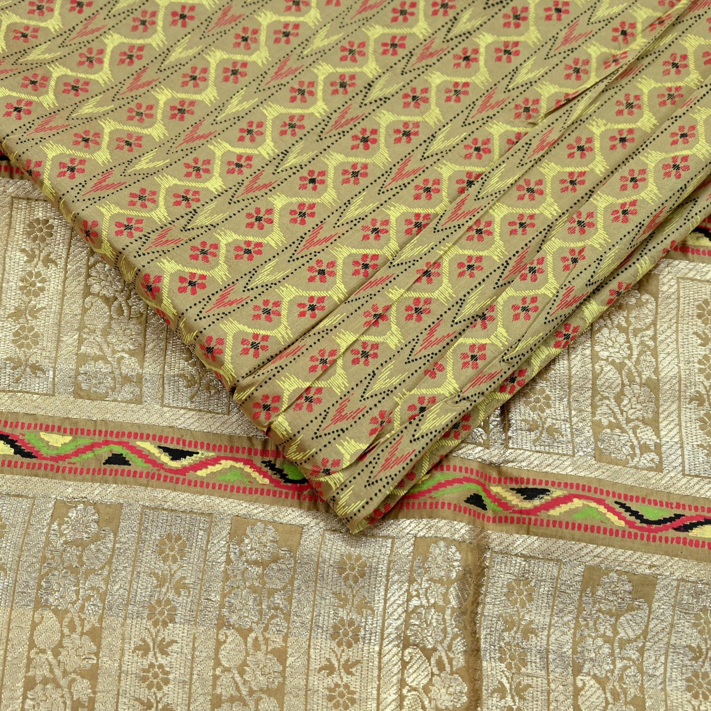 Indian Vintage Sari Green Mysore Silk Woven Sarees Craft Fabric 5Yd Ethnic South silk Dress Making Crafting Upcycle Quilting Zari Border