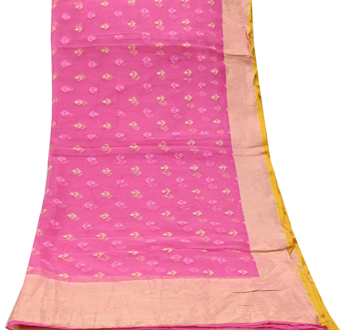 Indian Vintage Pink Dupatta Long Stole Hand Embroidered Jamdani Pure Cotton Scarves Veil Soft Zari
