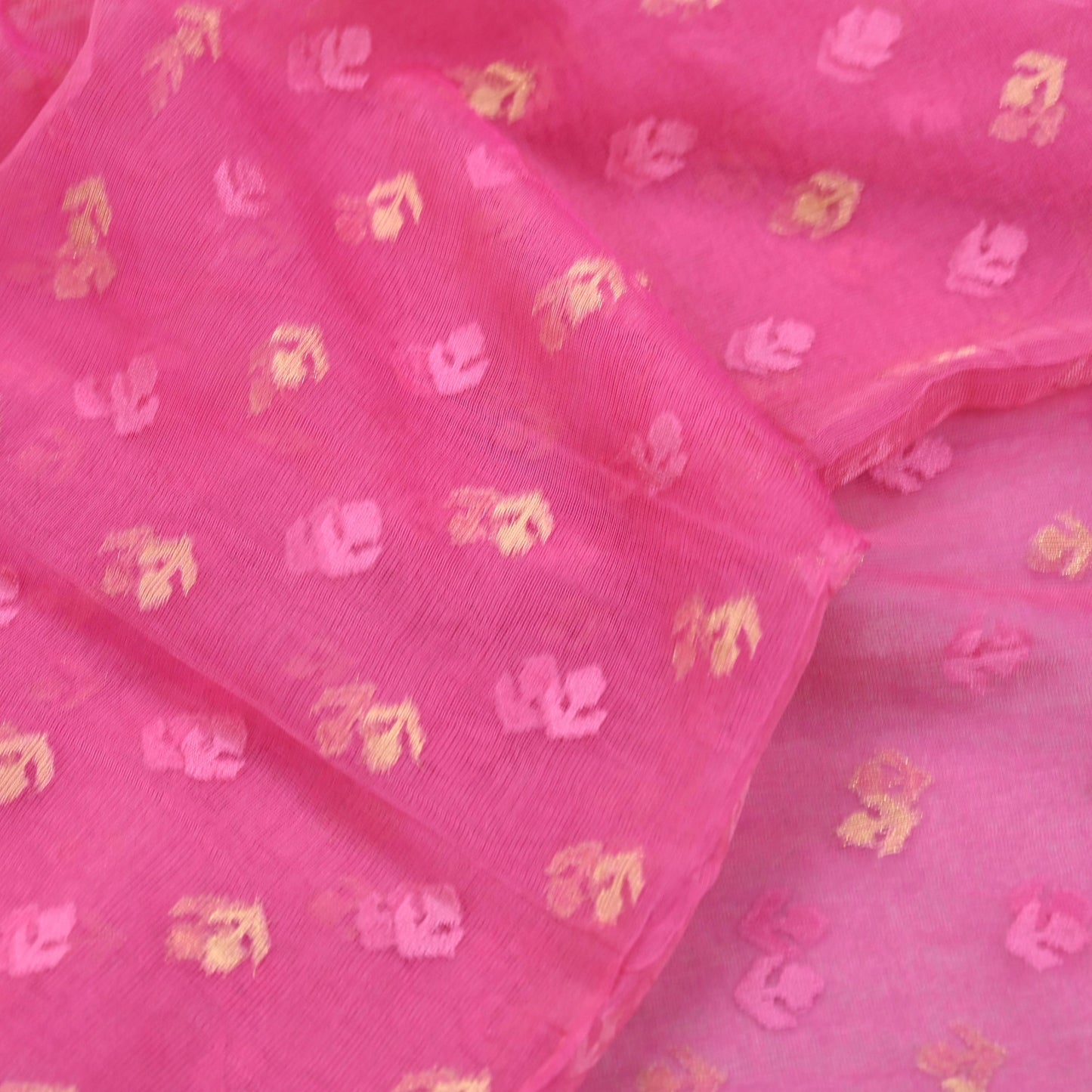 Indian Vintage Pink Dupatta Long Stole Hand Embroidered Jamdani Pure Cotton Scarves Veil Soft Zari