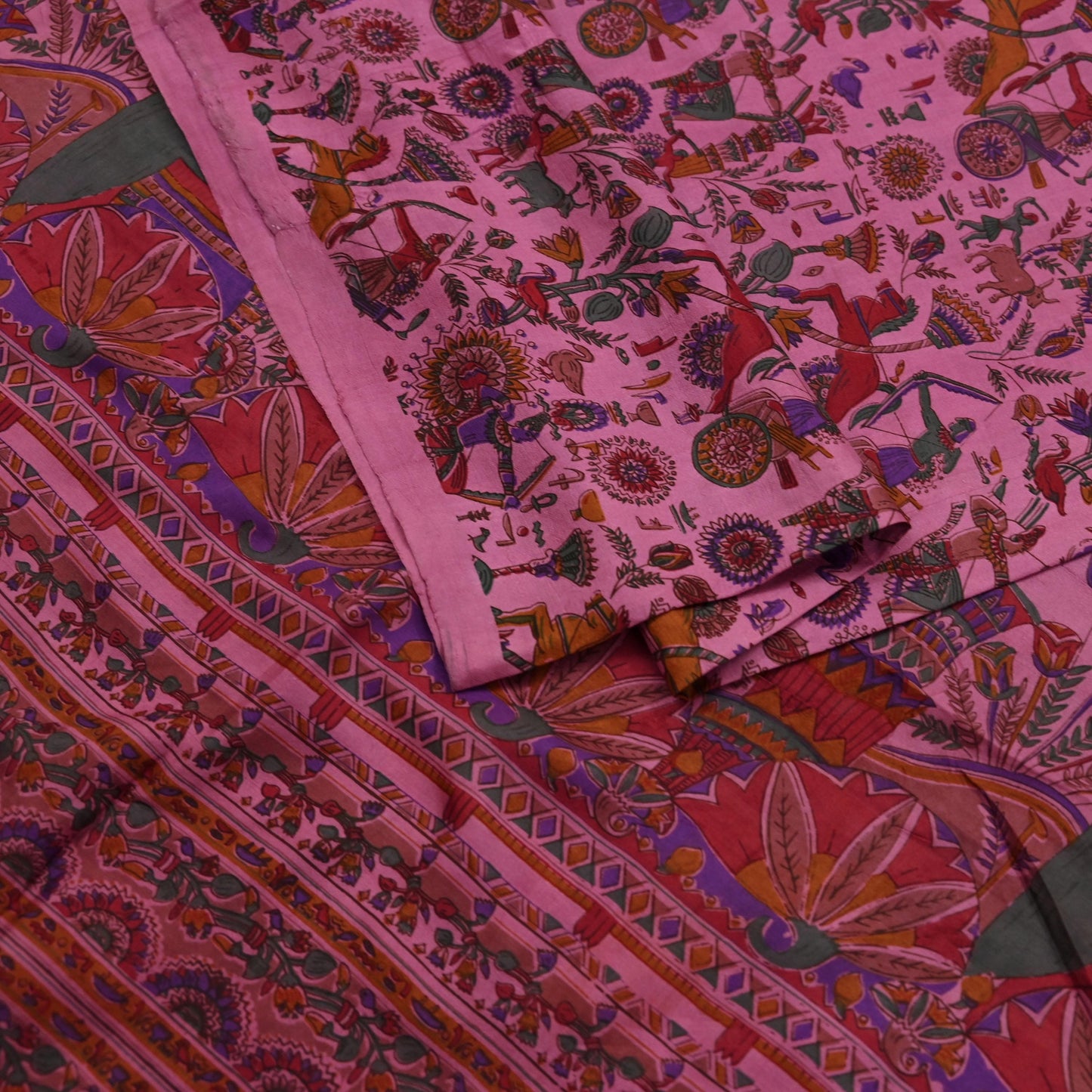 Indian Vintage Sari Pink Pure Silk Printed Sarees 5yd Sewing Craft Fabric Dress Making Soft Wrap Floral Crafting Quilting Upcycle
