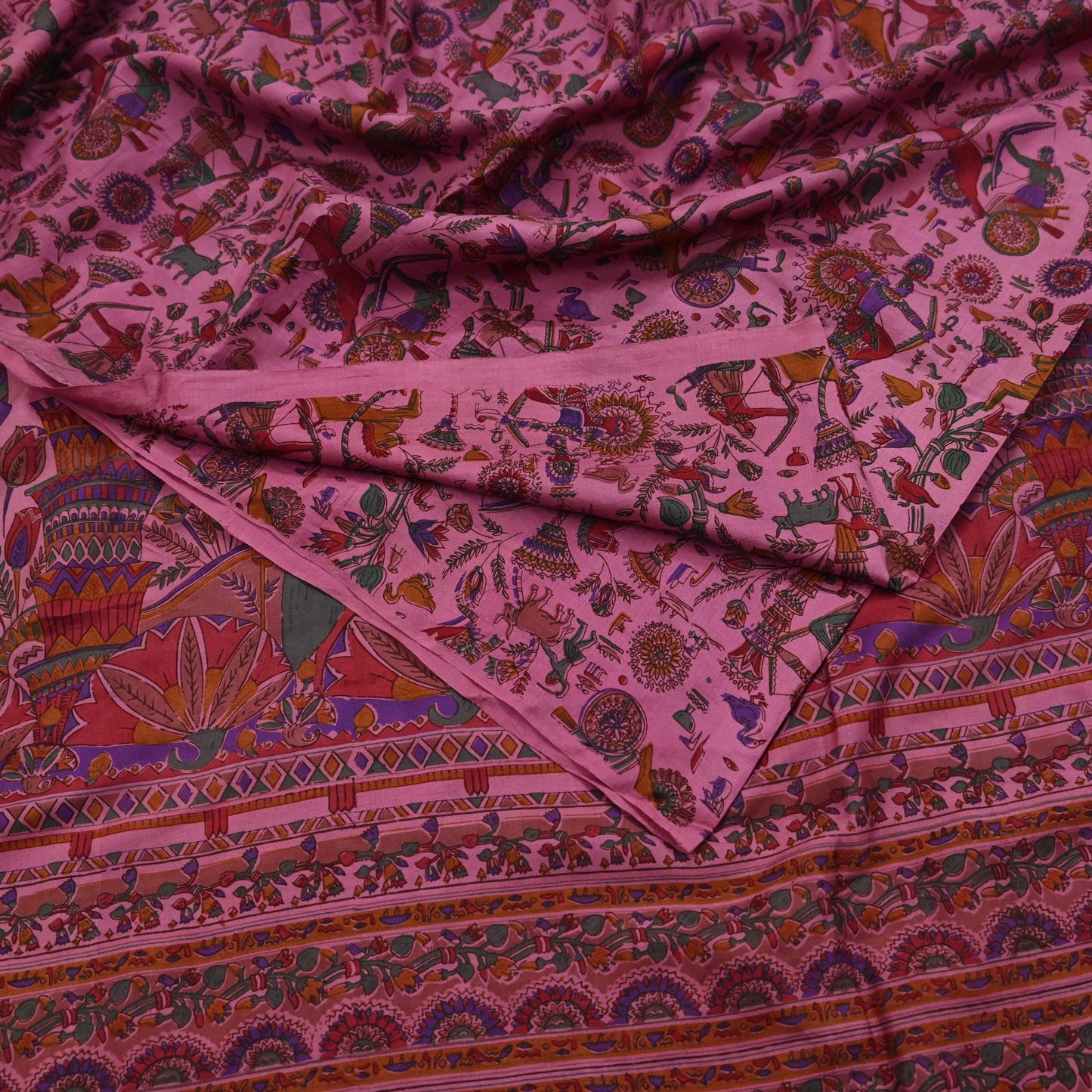 Indian Vintage Sari Pink Pure Silk Printed Sarees 5yd Sewing Craft Fabric Dress Making Soft Wrap Floral Crafting Quilting Upcycle