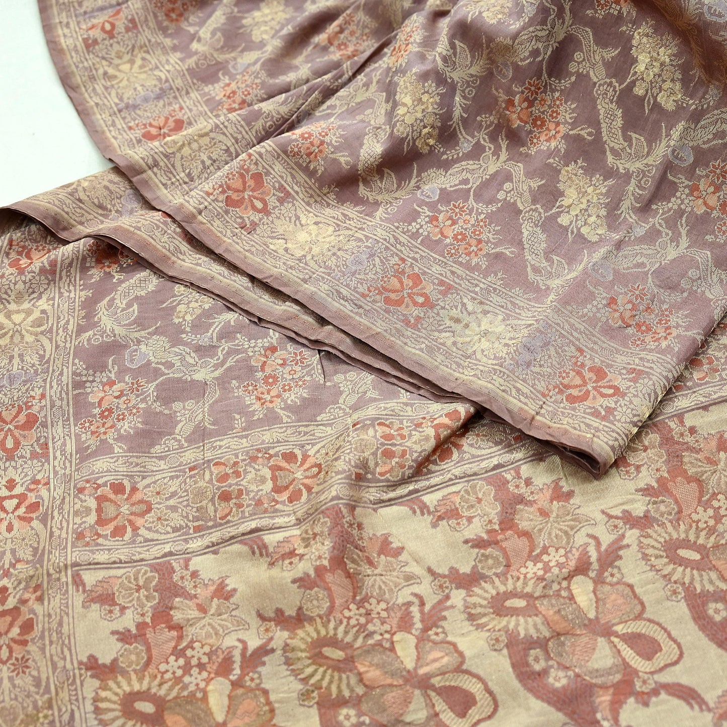Indian Vintage Sari Brown 100% Pure Silk Hand Woven Sarees Craft Fabric 5Yd Ethnic Sewing Dress making Crafting Quilting Upcycle