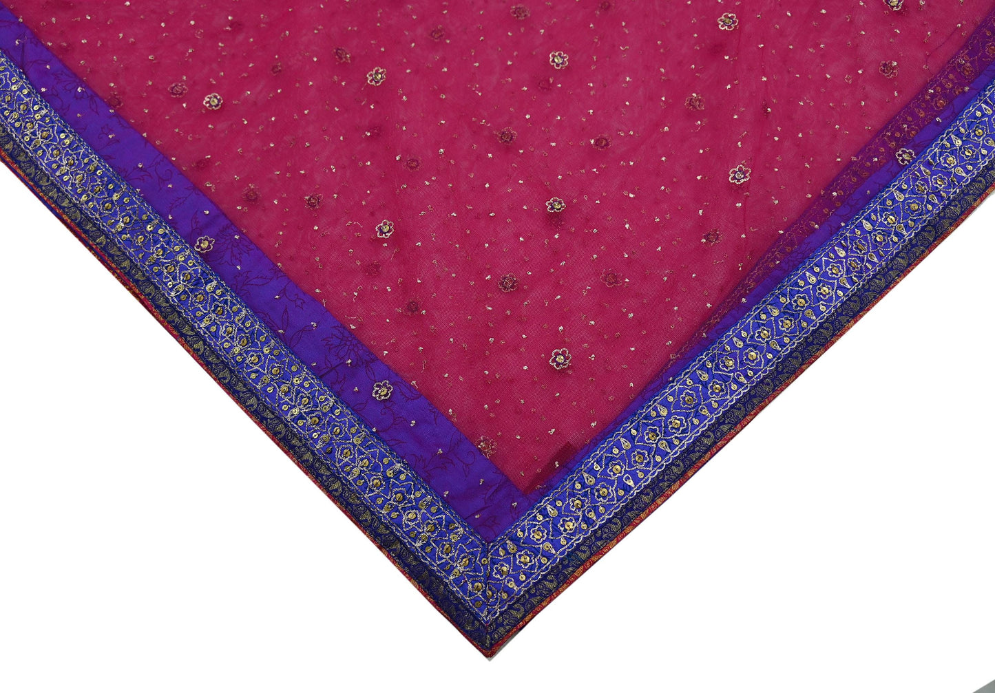 Indian Pre-owned Pink Net/Mesh Hand Embroidered Ritu Kumar Designer Dupatta Ethnic Bollywood Party Wear