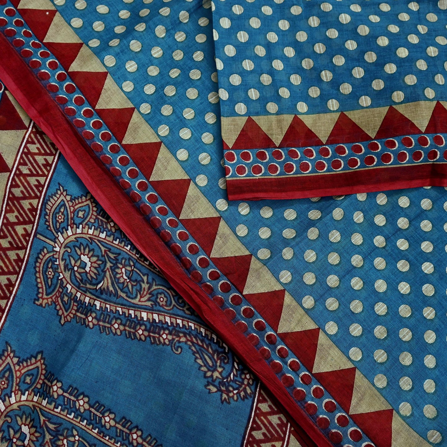 Indian Vintage Blue Saree Printed 100% Pure Cotton Indian Sari Craft Fabric 5Yd Sewing Sarong Wrap Boho Floral Dress Making Crafting
