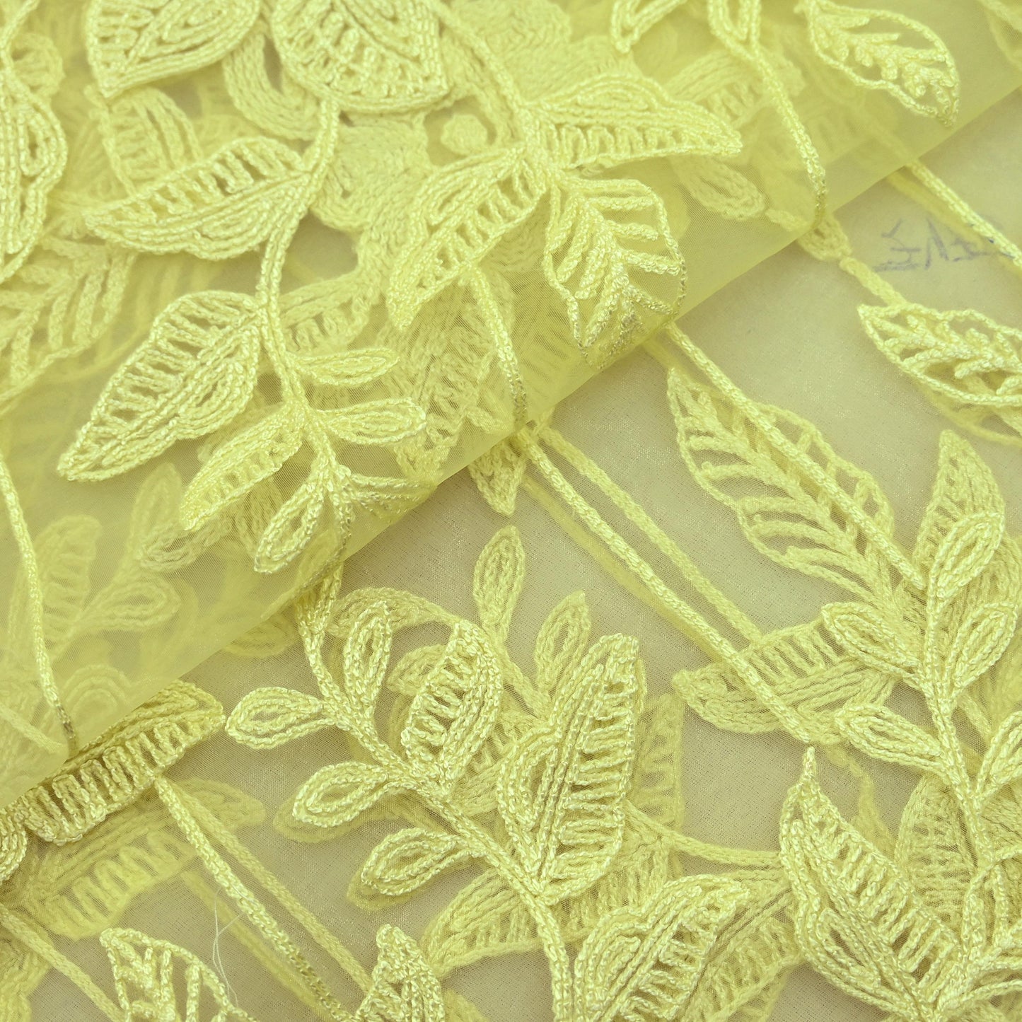 Indian Vintage Dupatta Yellow Long Stole Organza Hand Embroidered Indian Scarves Veil Zari Soft Floral Design