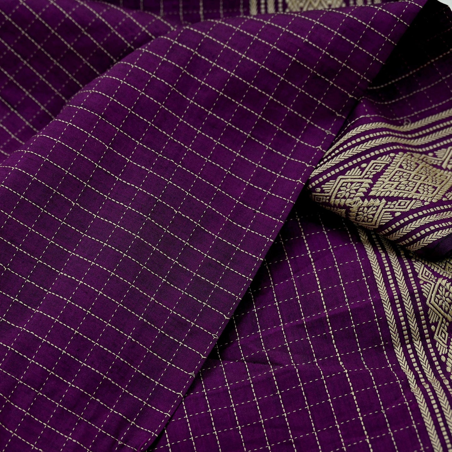 Indian Vintage Dupatta Black & Purple Long Stole Hand woven Sambalpuri Ikat Hijab Pure Cotton Indian Scarves Veil