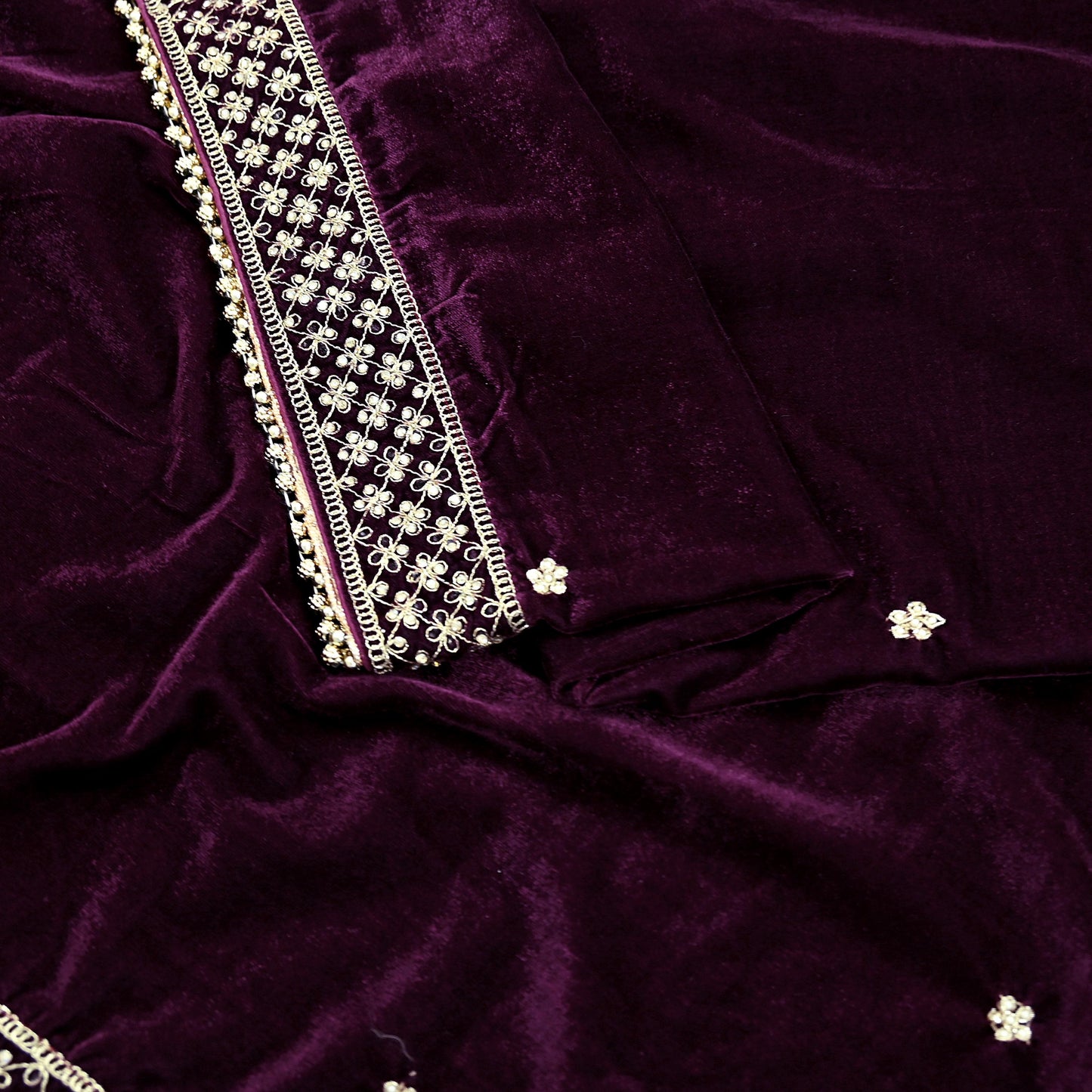Indian Vintage Heavy Wedding Wine Dupatta Velvet Long Stole Hand Embroidered Scarves Zari Hijab Veil Wrap