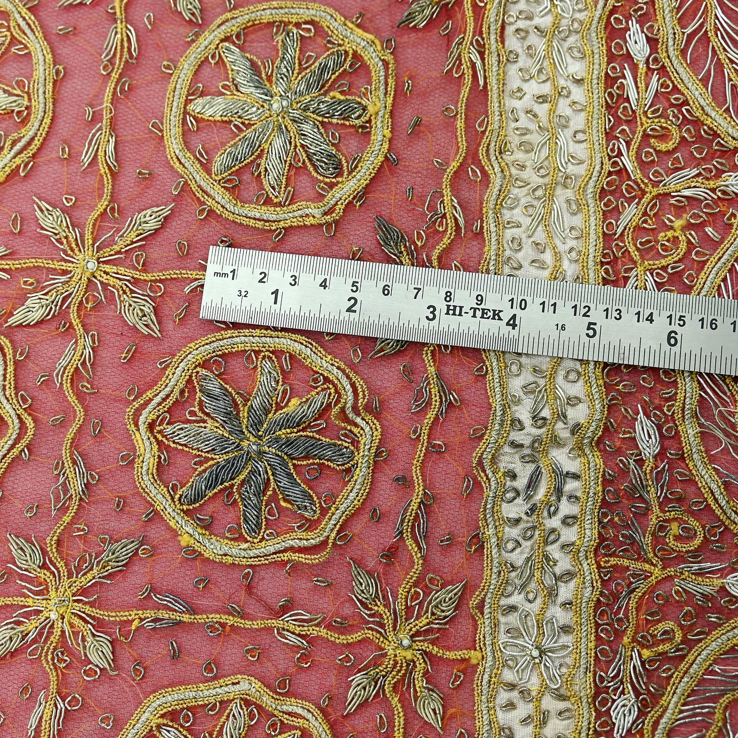 Indian Vintage Heavy Bridal Red Dupatta Pure Chiffon Silk Long Stole Hand Embroidered Scarf Zardozi/Dabka Zari Sequins Wedding Veil Hijab