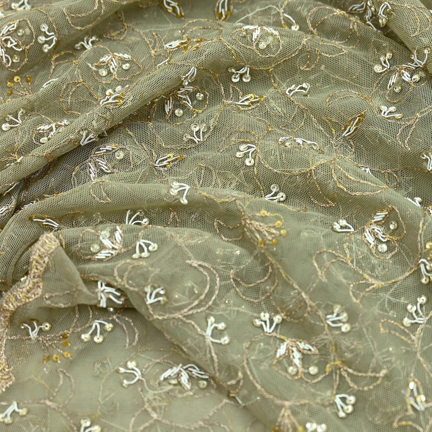 Indian Vintage Heavy Bridal Dupatta Green Net Mesh Long Stole Hand Embroidered Scarves Golden Zardozi Dabka Zari Wedding Veil Hijab