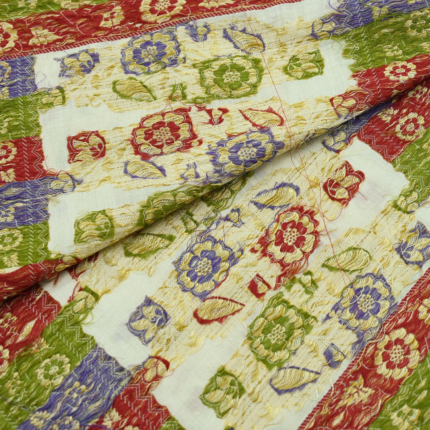Indian Vintage Dupatta White Long Stole Pure Silk Hand Woven Scarves Veil Scarf Wrap Floral