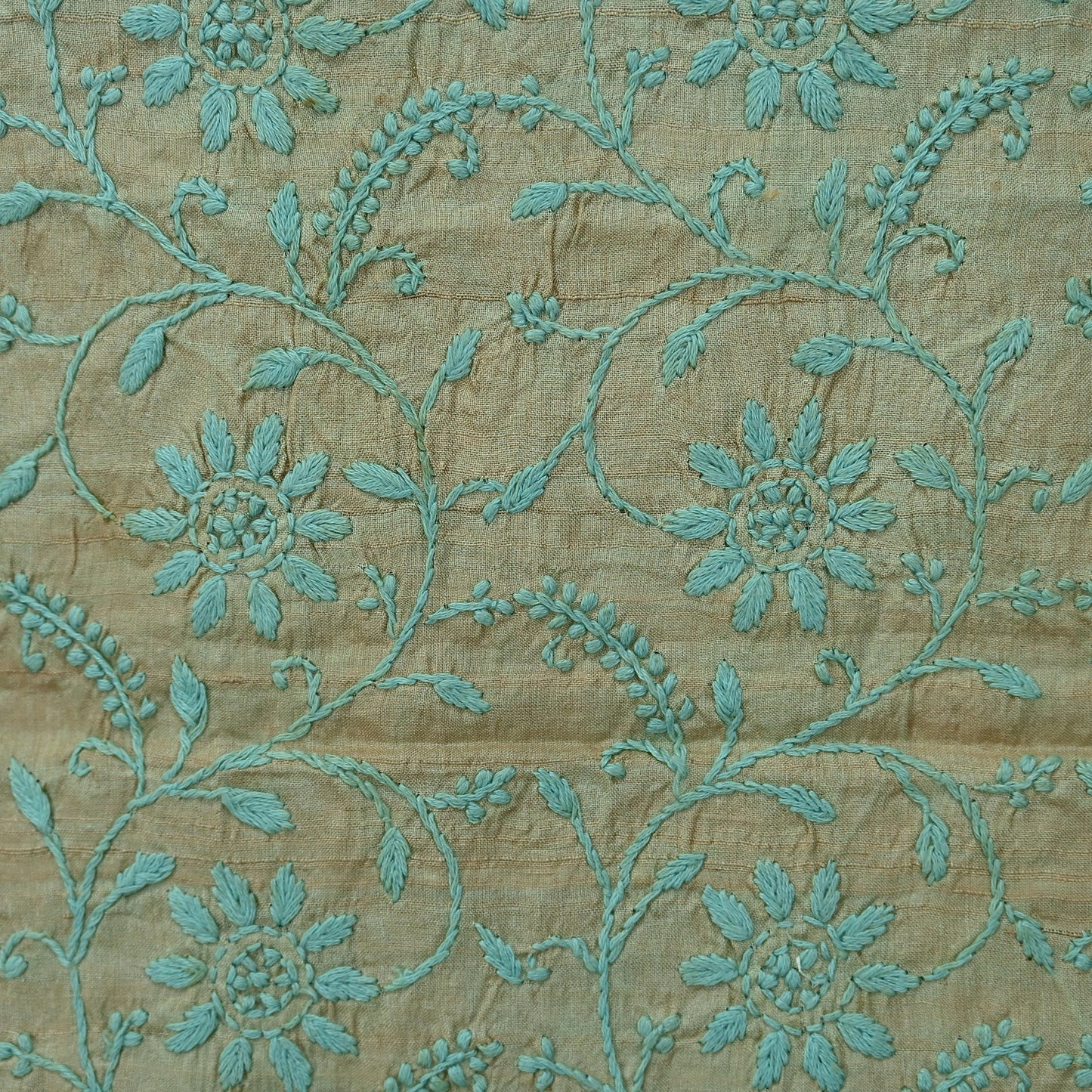 Indian Vintage Beige Dupatta Long Stole Pure silk Handmade Chikankari Scarves Veil Scarf Wrap Zari Floral Design