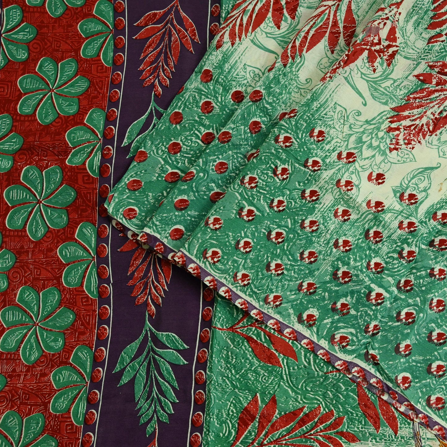 Indian Vintage Sari Green Pure Crepe Silk Printed Saree 5yard Sewing Floral Soft Craft Fabric Ethnic Wrap Dress Making Crafting Quilting