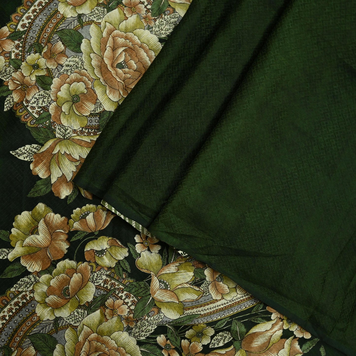 Indian Vintage Sari Green Pure Silk Printed Sarees 5yd Sewing Craft Fabric Dress Making Soft Floral Wrap Upcycle Used Quilting Crafting