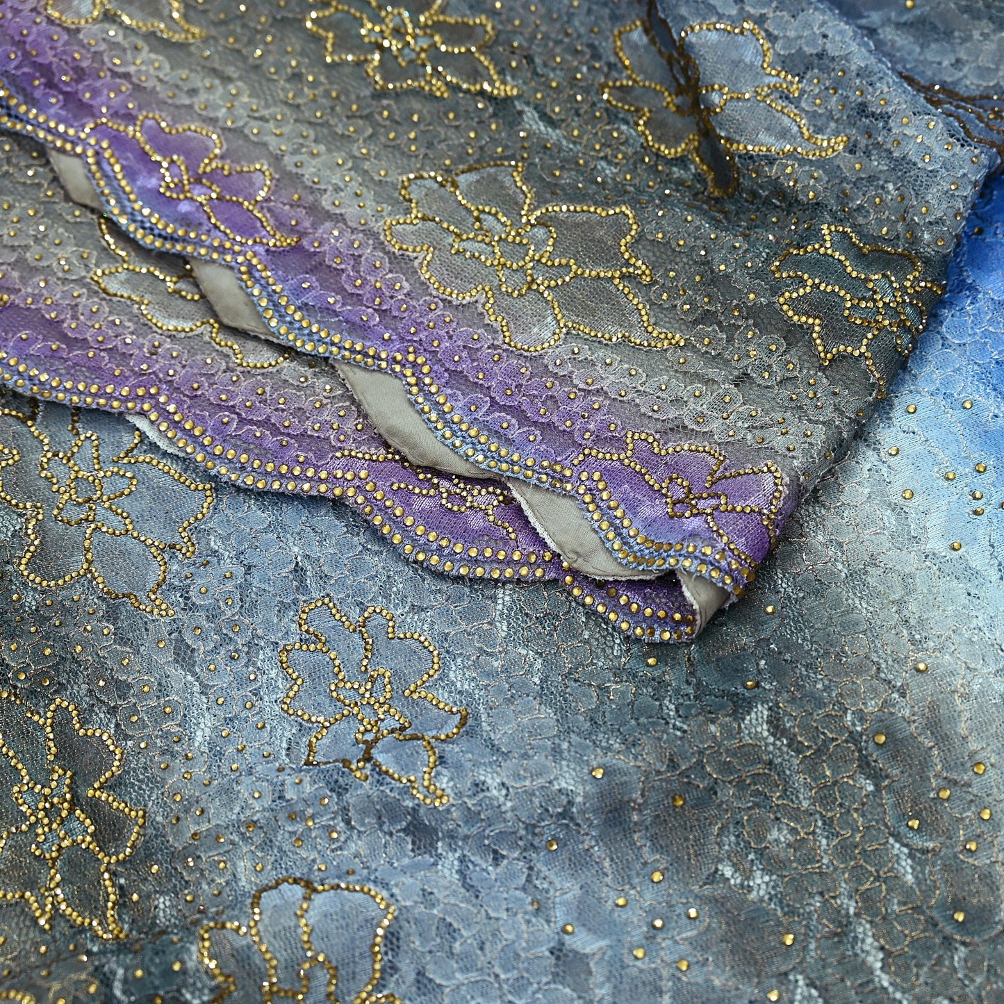 Indian Vintage Sari Multi Net/Mesh Hand Embroidered Sarees Ethnic Craft Fabric 5Yd Sewing Soft Wedding Sarees Dress making Crafting