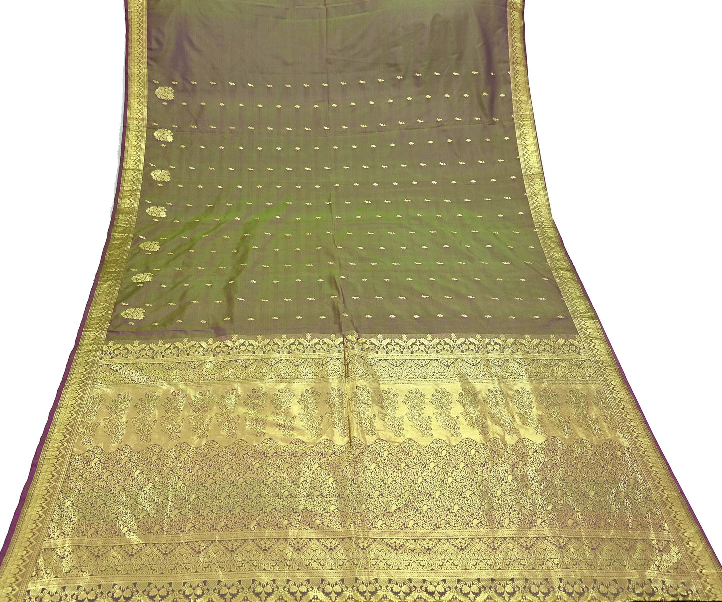 Indian Vintage Sari Green & Purple Artificial Silk Hand Woven Sarees 5yd Ethnic Elephants Craft Fabric Sewing Sarees Dress making Crafting